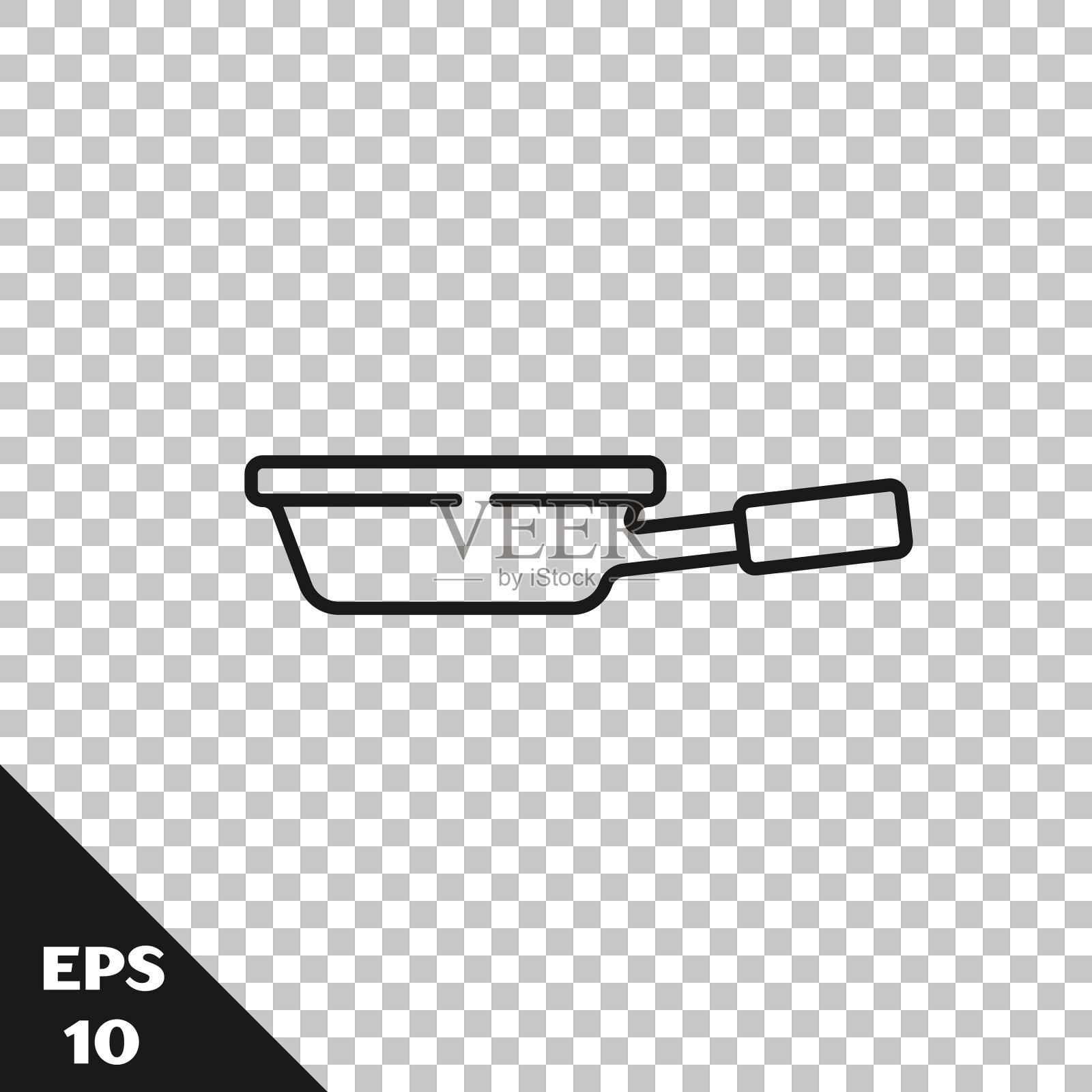 黑色线煎锅图标孤立透明插画图片素材