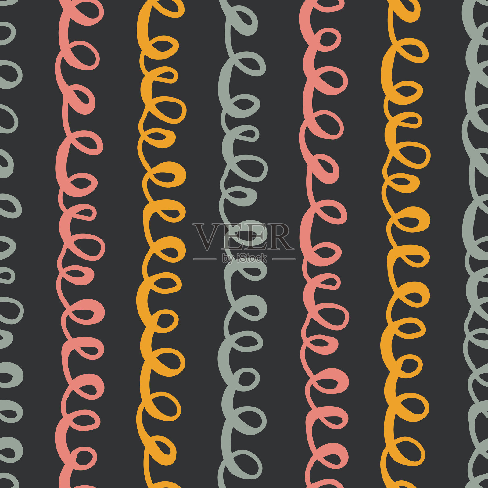 有趣的手绘抽象无缝图案充满活力插画图片素材