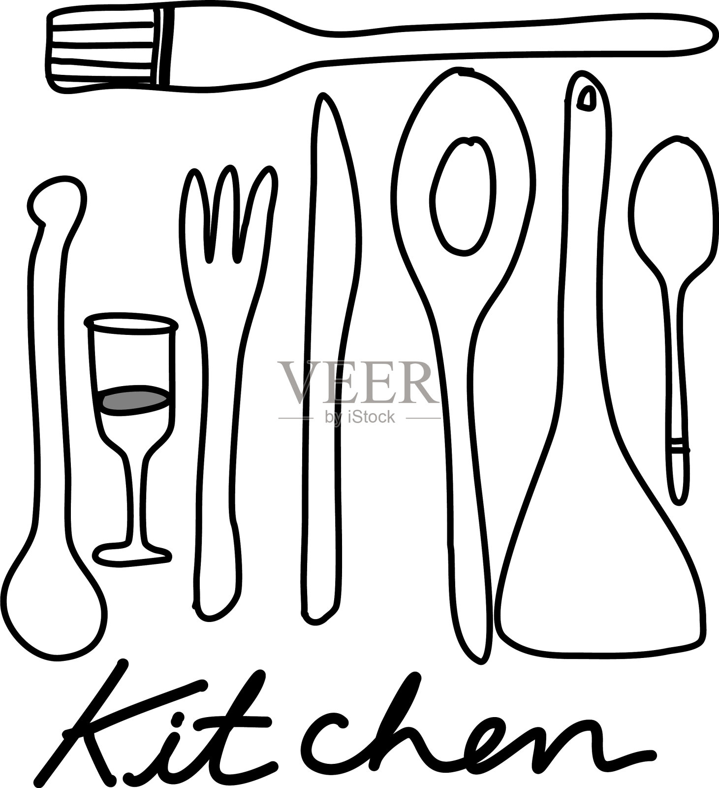 厨房用具手绘插画图片素材