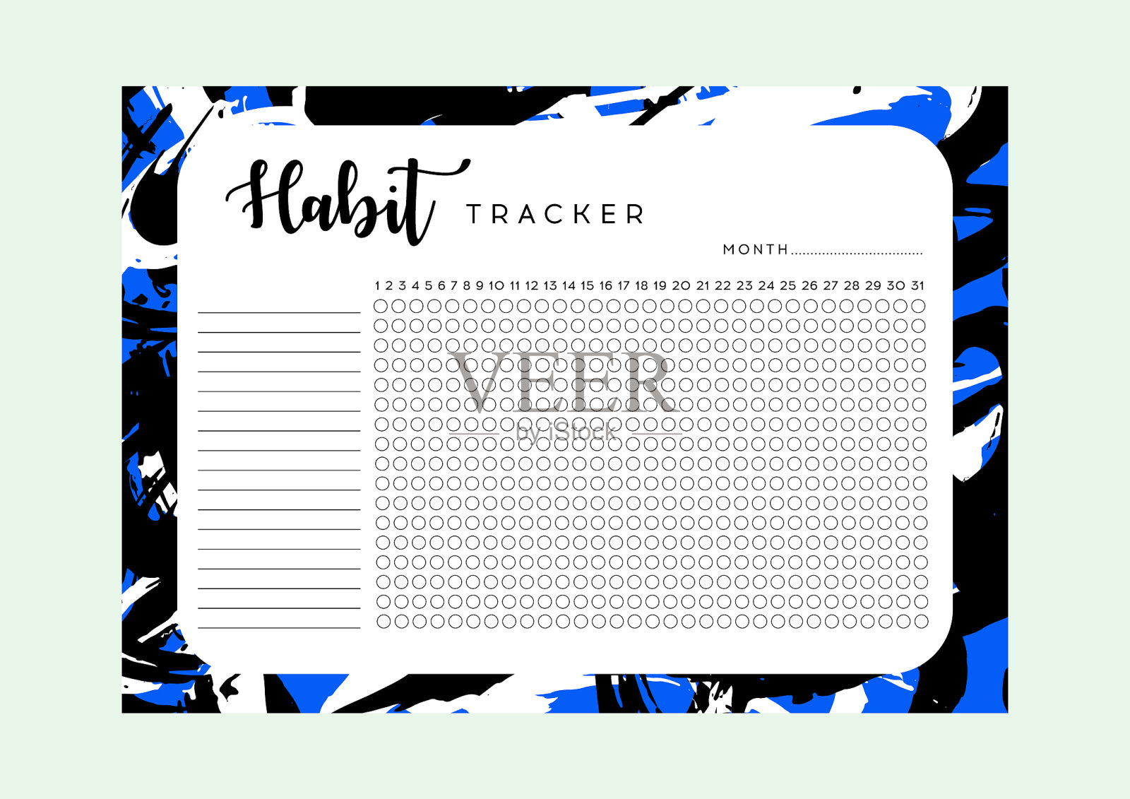 习惯跟踪月度计划习惯跟踪空白插画图片素材