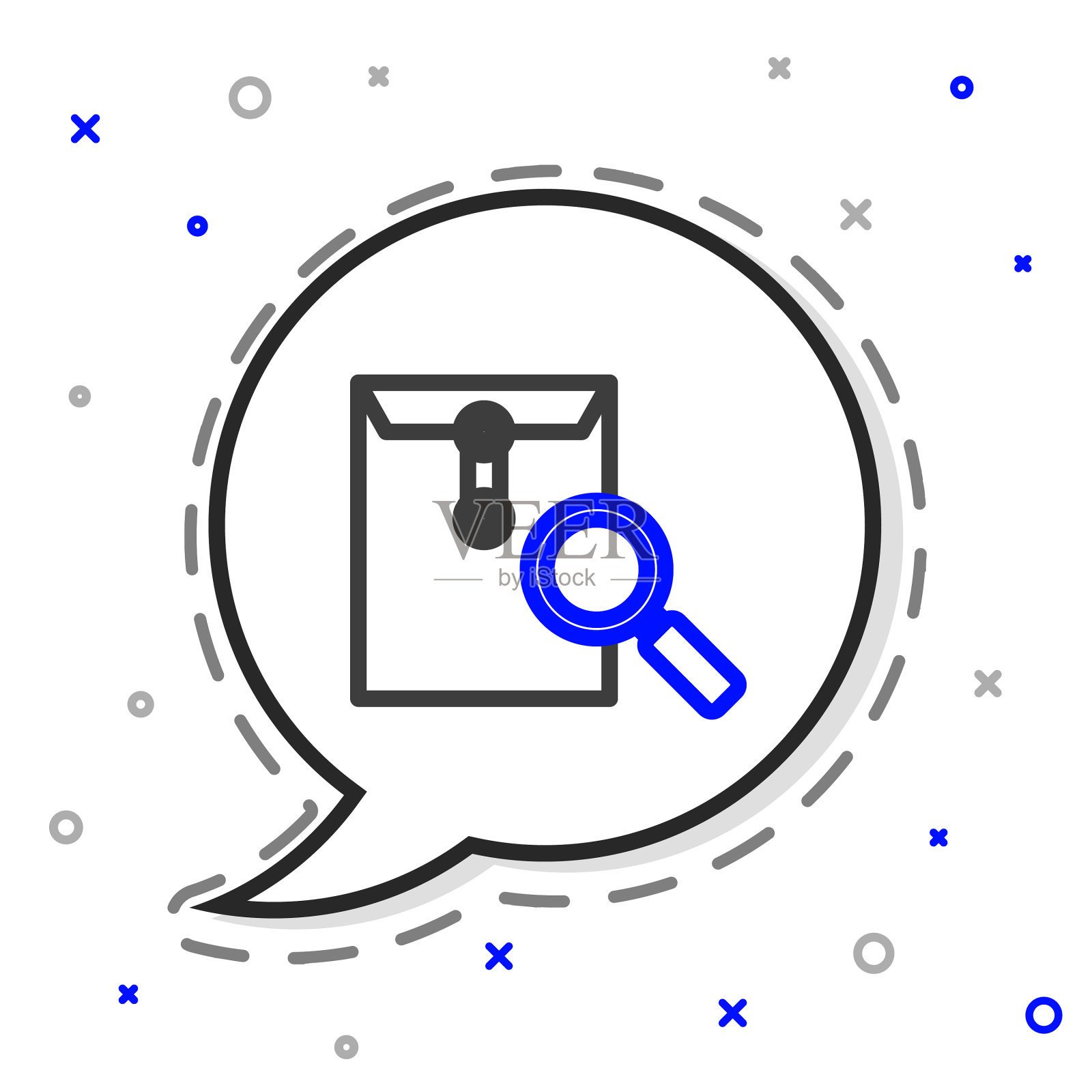 线信封邮件与放大镜图标插画图片素材