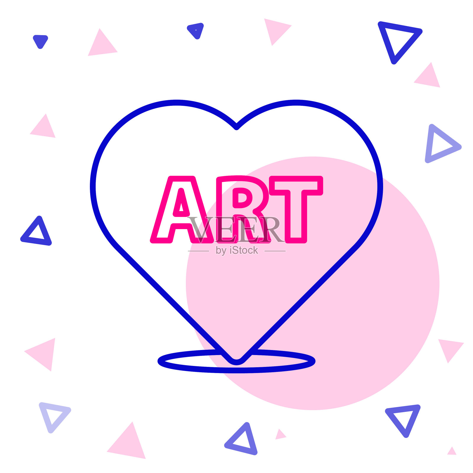 线心与文字艺术图标孤立在白色插画图片素材