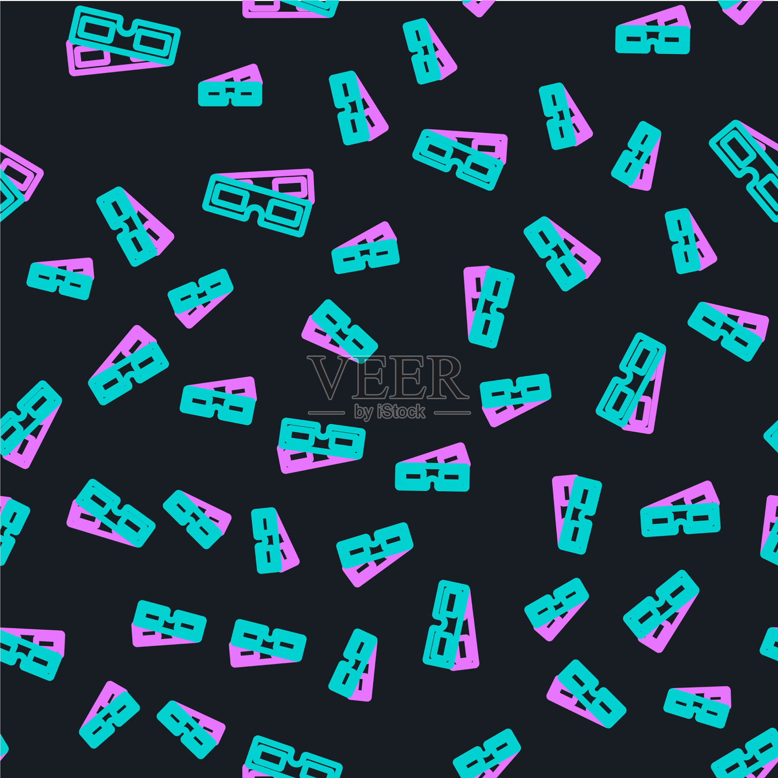 线3d电影眼镜图标隔离无缝插画图片素材