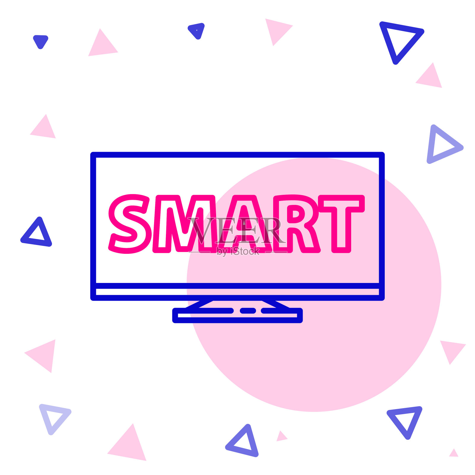 线条屏幕电视与智能视频技术图标插画图片素材