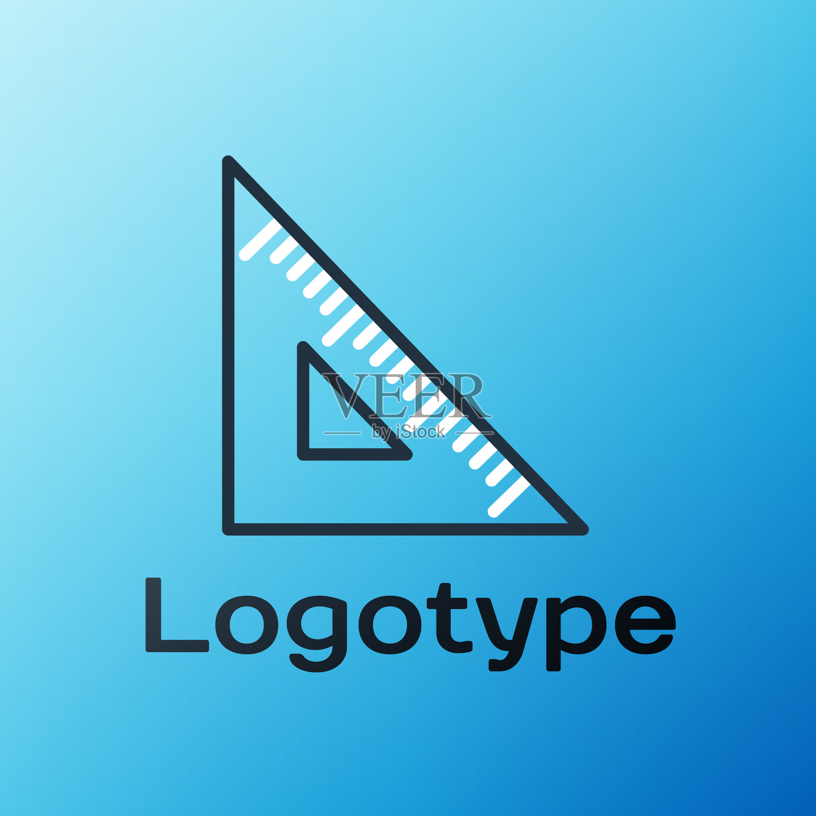 线三角形标尺图标孤立在蓝色图标素材