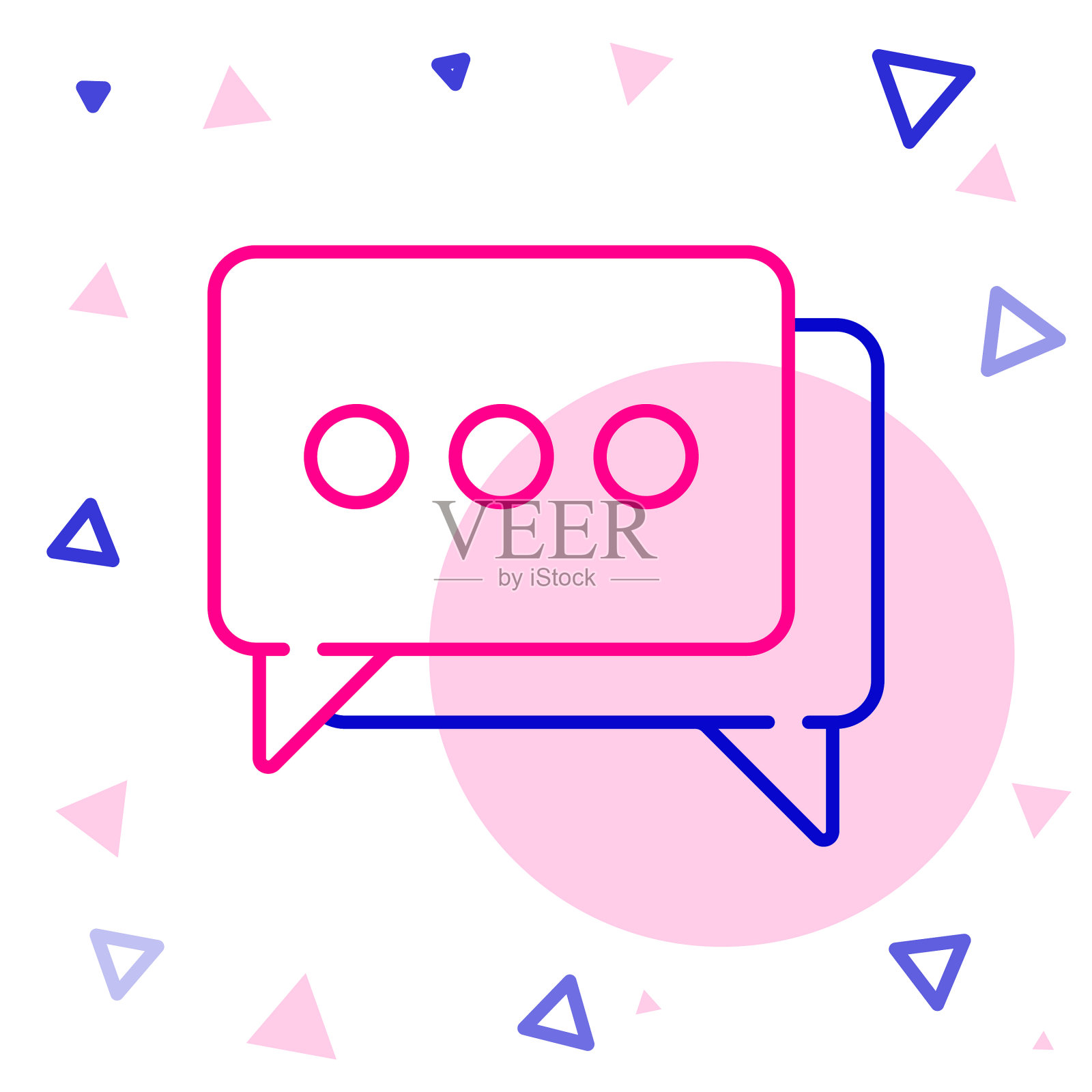 线路语音气泡聊天图标孤立在白色插画图片素材