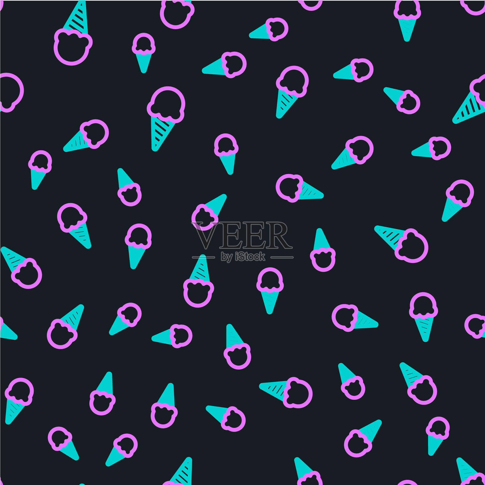 在华夫蛋筒图标孤立排列冰淇淋插画图片素材