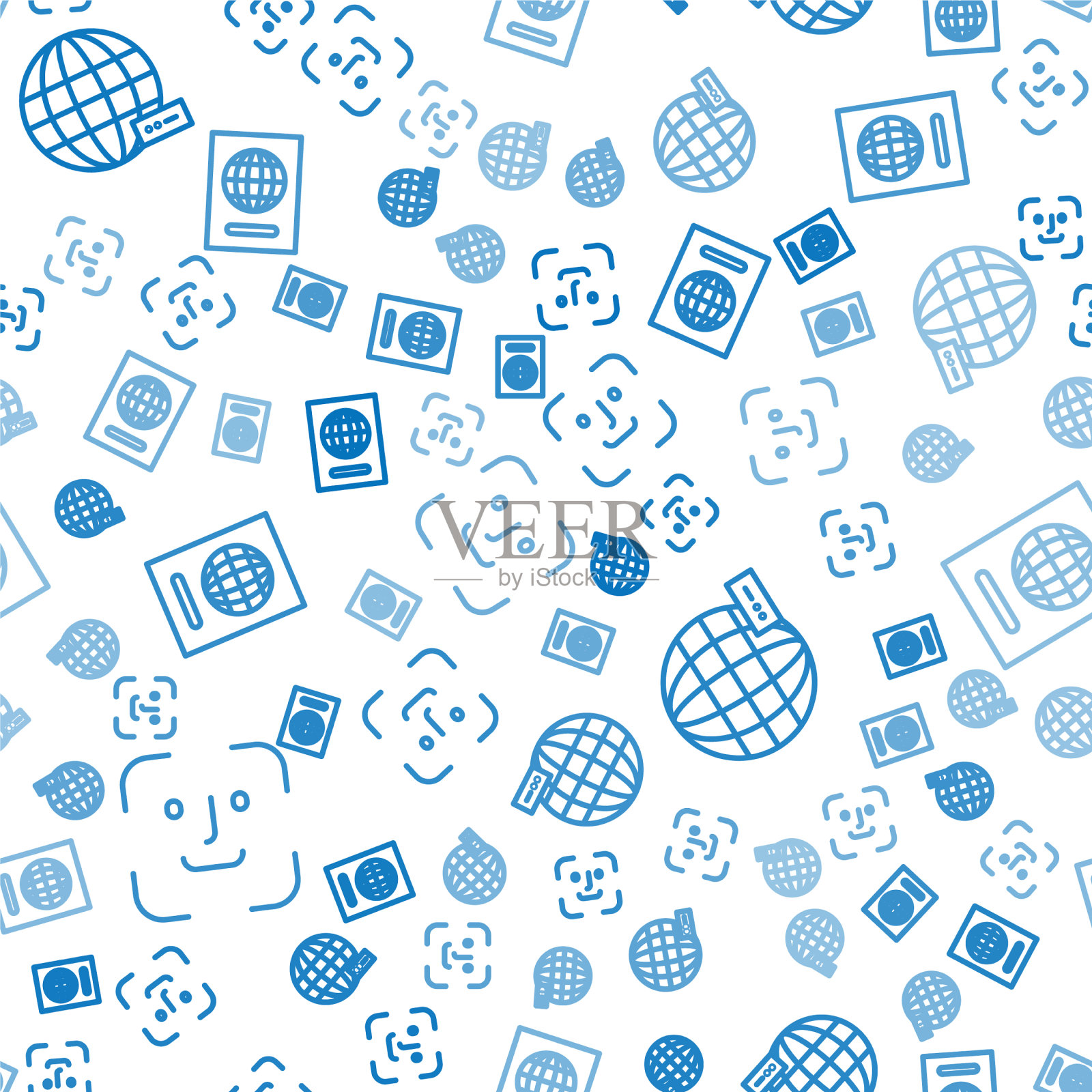 设定线人脸识别社交网络和图标素材