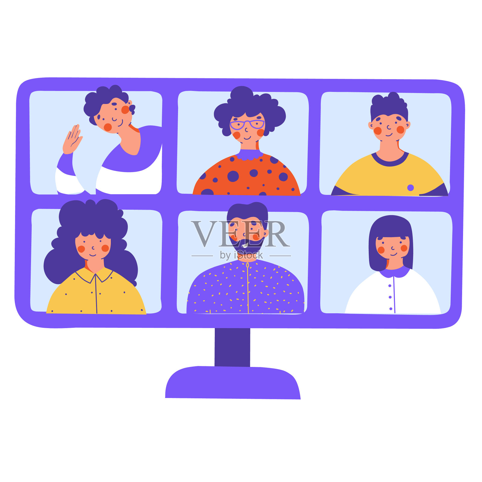 居家隔离理念在线教育理念插画图片素材