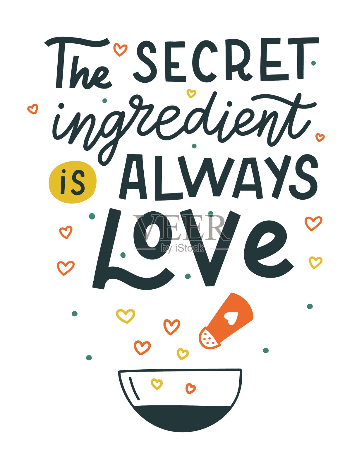 厨房的手刻字插画图片素材