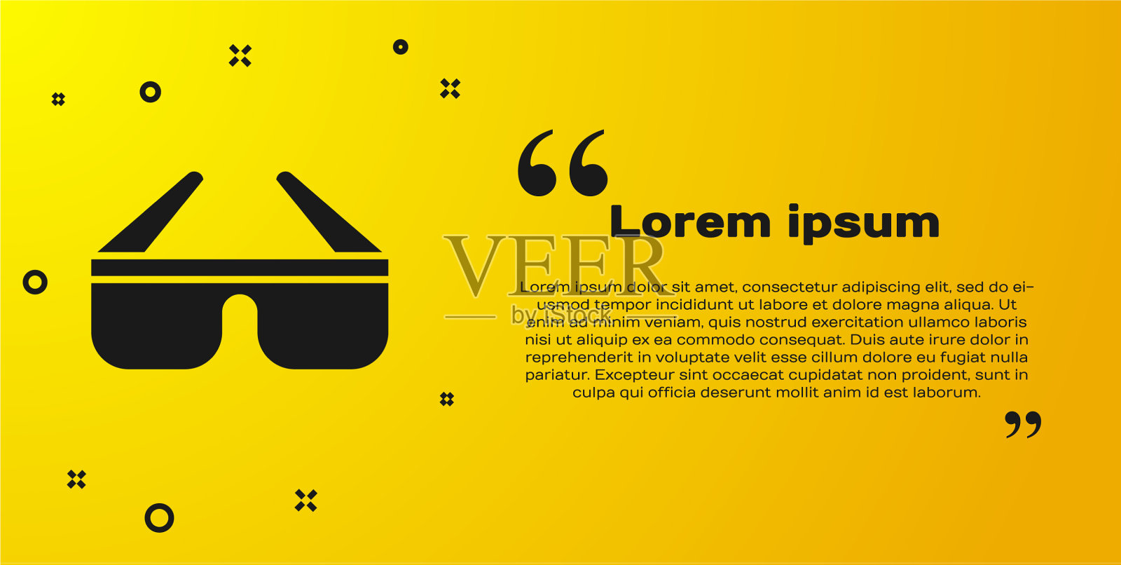 黑色3d电影眼镜图标孤立在黄色上插画图片素材