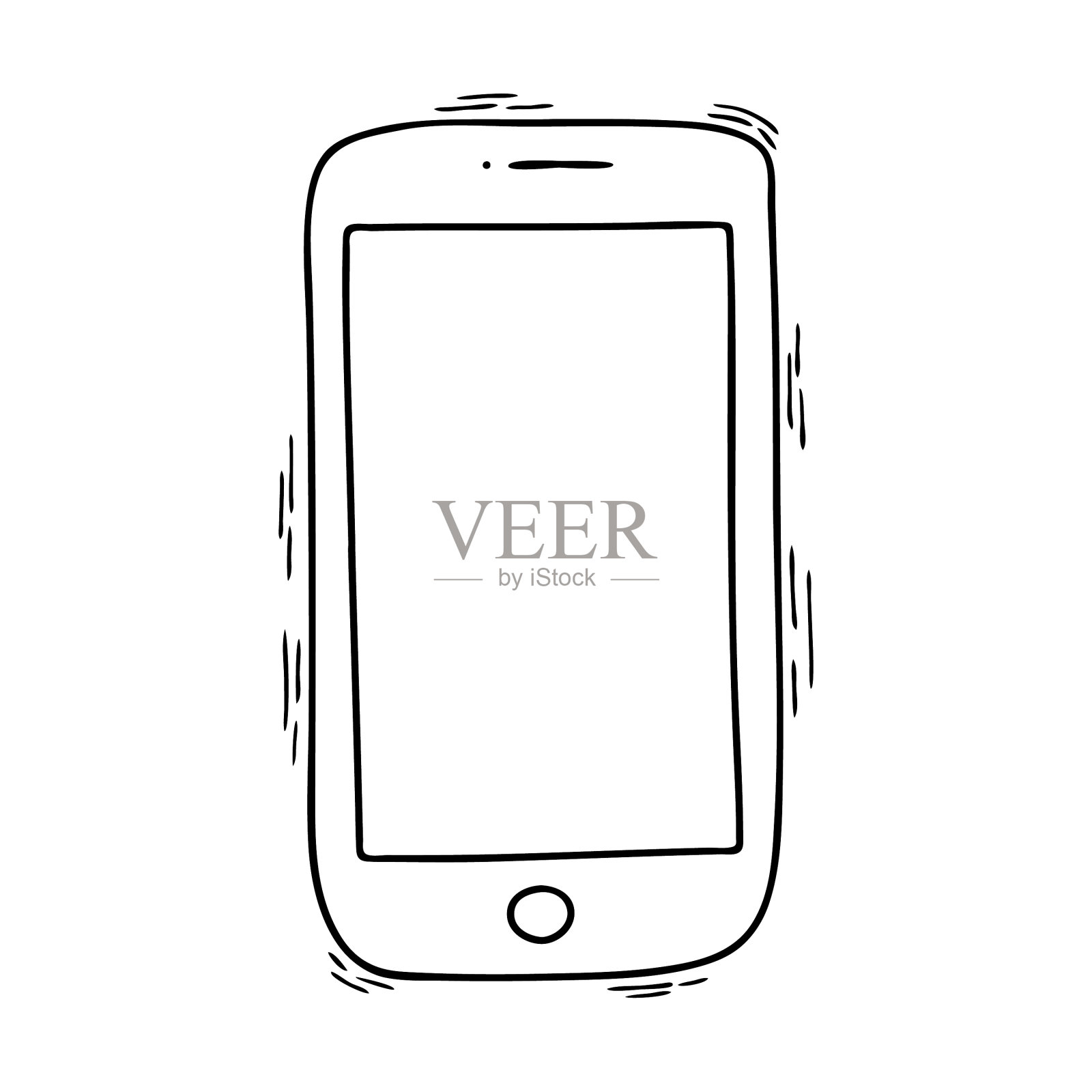 一个涂鸦风格的手机孤立在白色的设计元素图片