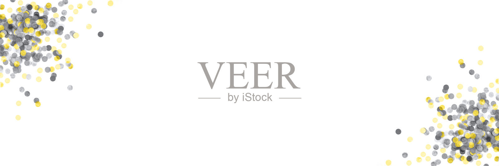 黄色和灰色的纸屑孤立在白色背景上。横幅。照片摄影图片