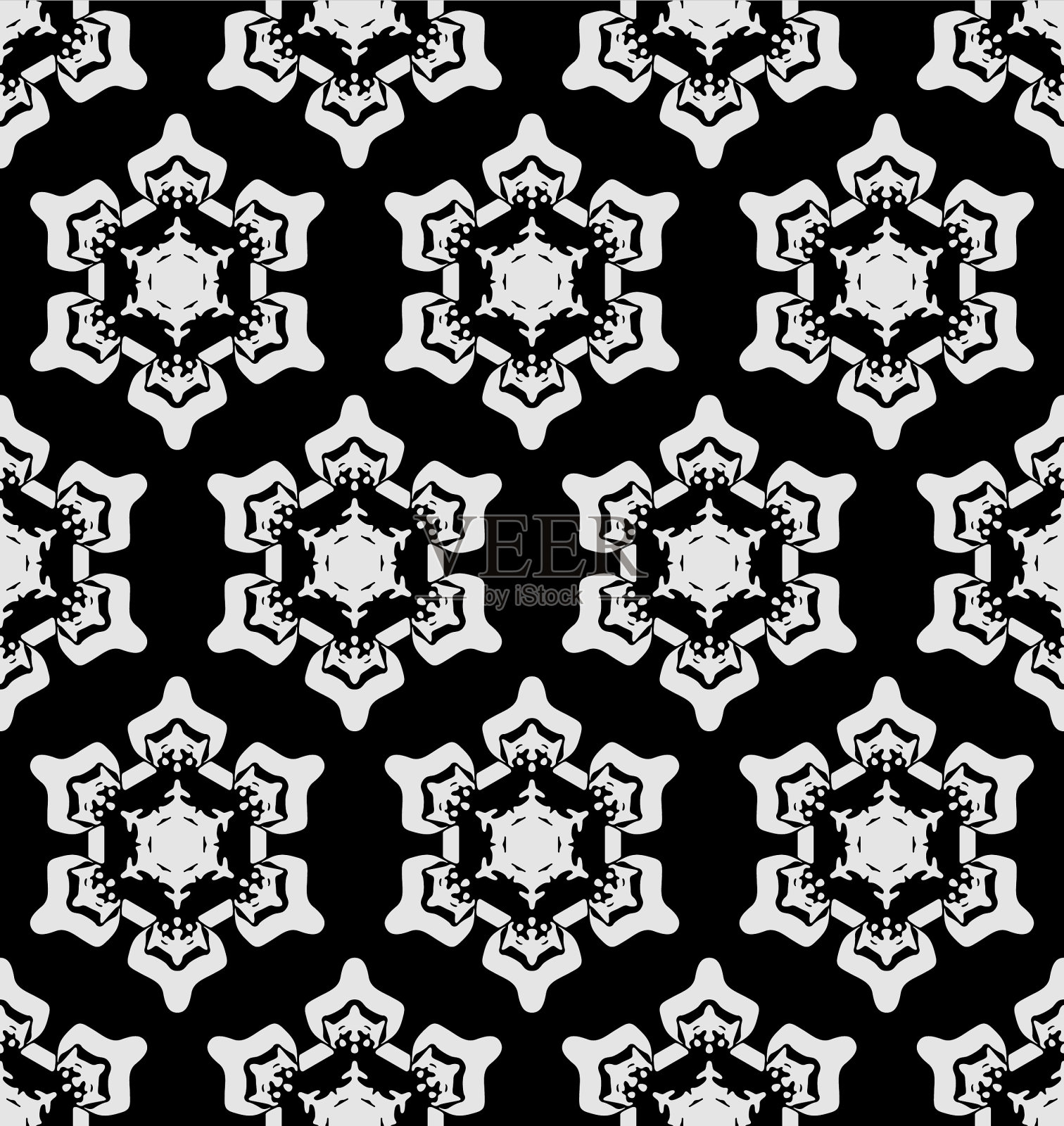 日本黑色雪花矢量无缝模式插画图片素材