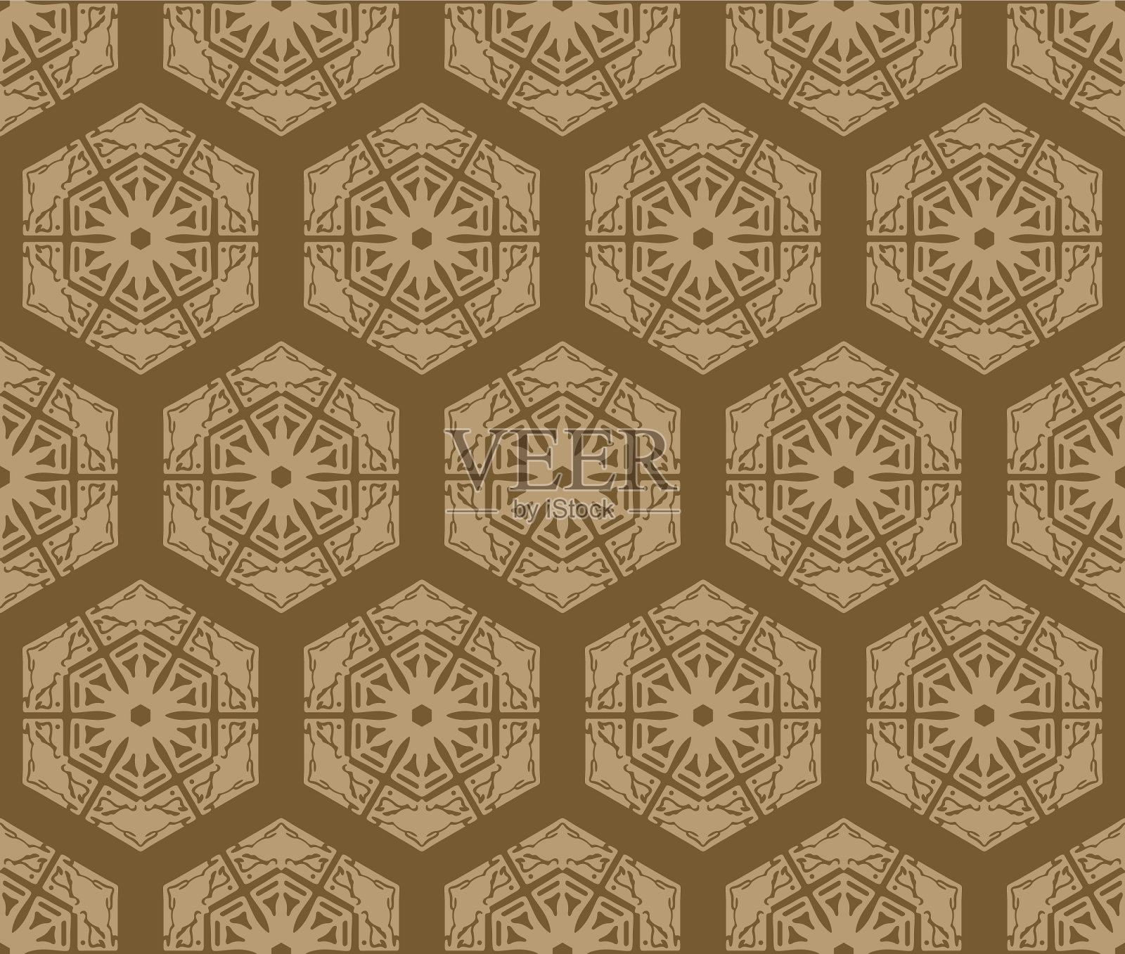 日本棕色雪花矢量无缝模式插画图片素材