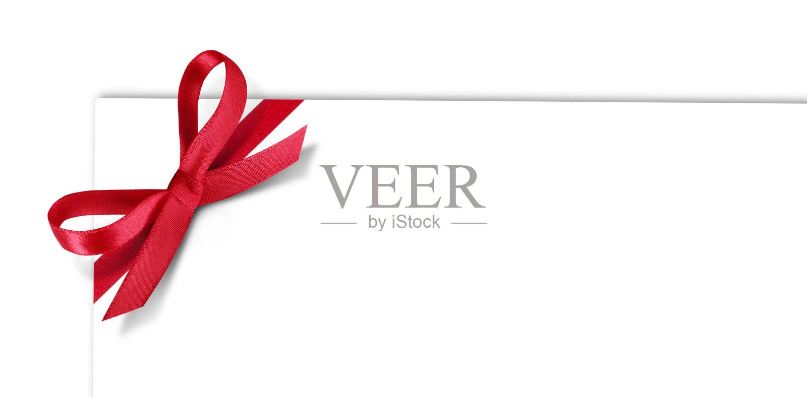 礼品卡注意与丝带在孤立的背景照片摄影图片