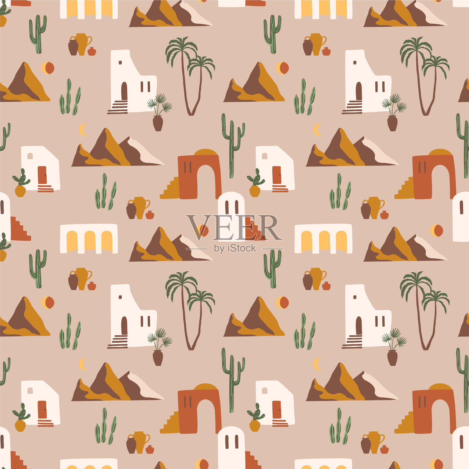 无缝格局与南方景观插画图片素材