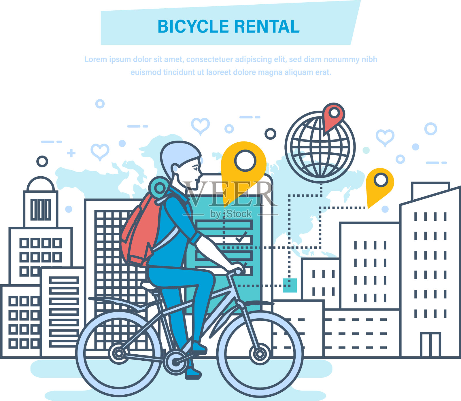 自行车租赁城市自行车租赁插画图片素材