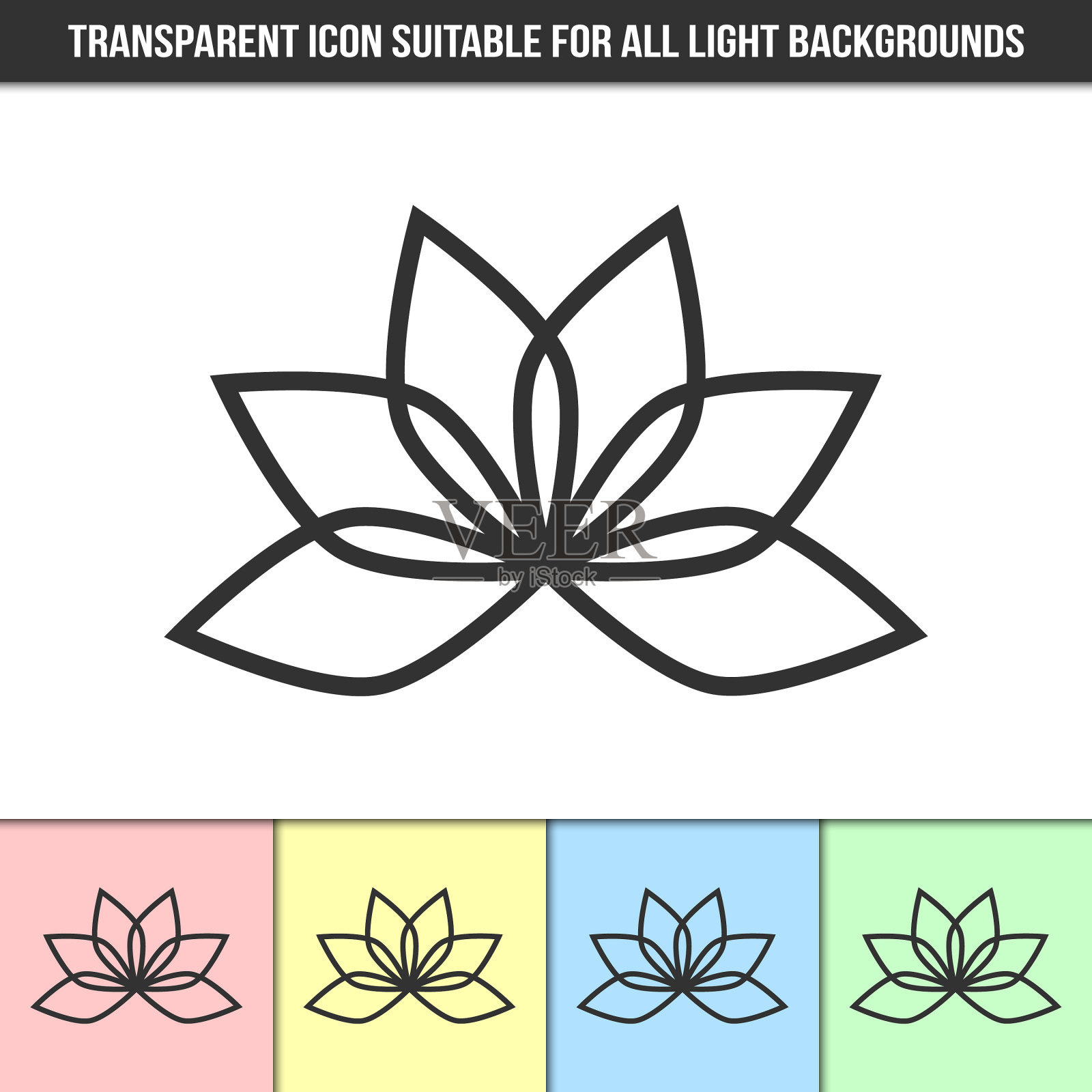简单的轮廓透明的莲花花图标插画图片素材