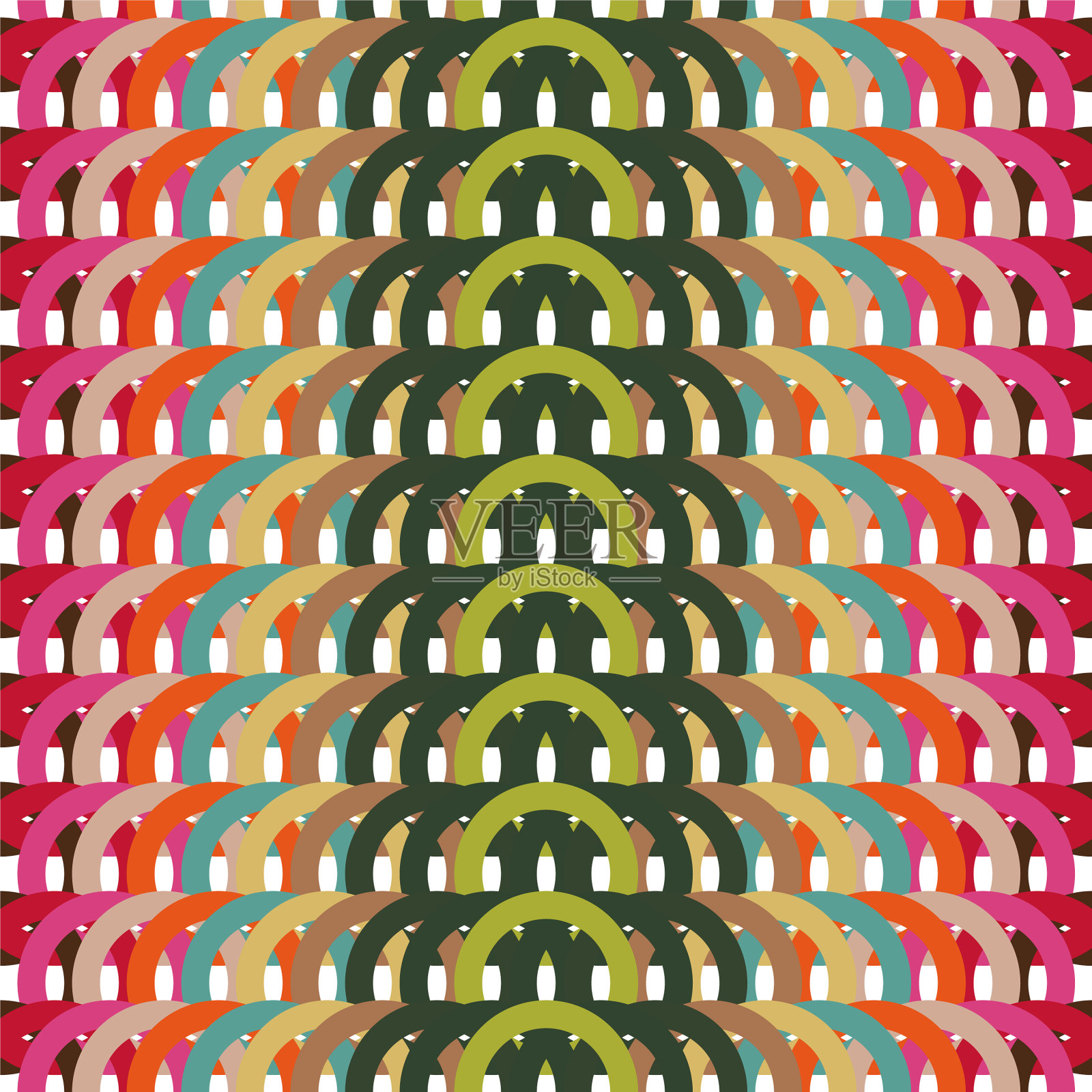 彩色半圆形图案重复印花插画图片素材