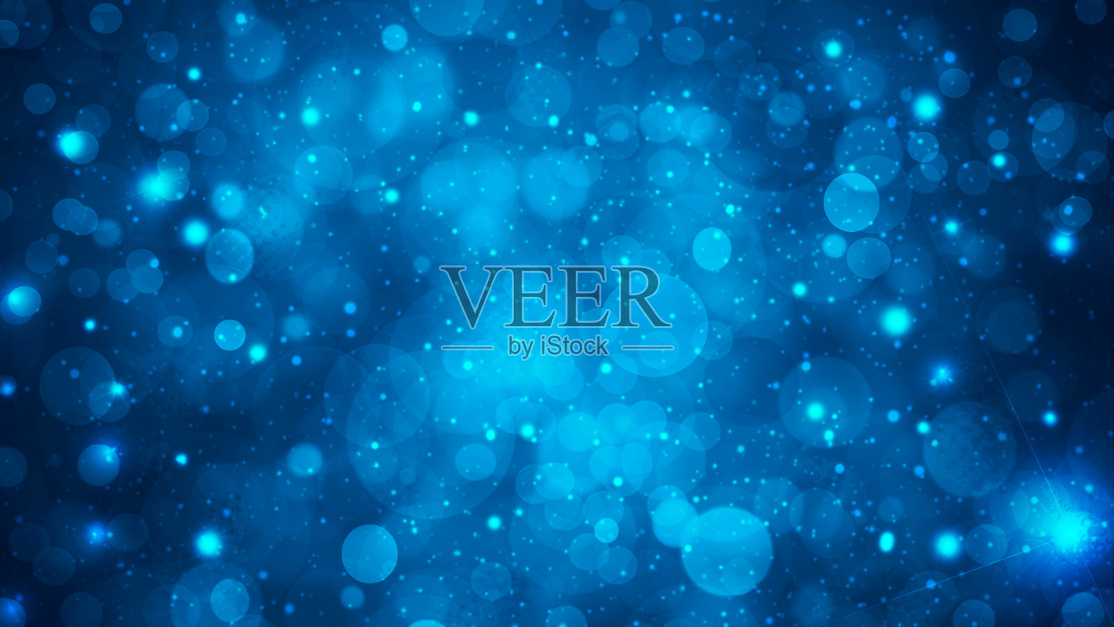 闪亮的蓝色散焦背景与圆圈和闪光照片摄影图片