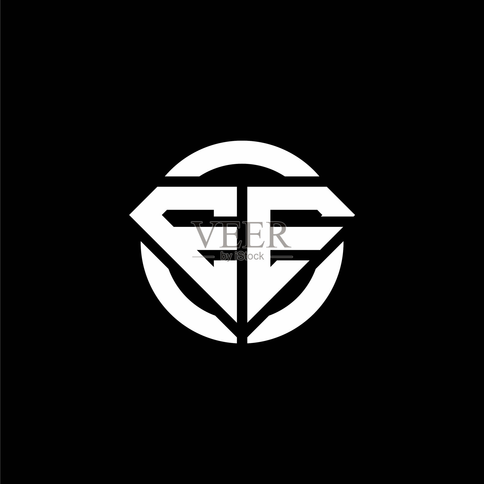 eemonogram标志与钻石形状和戒指插画图片素材
