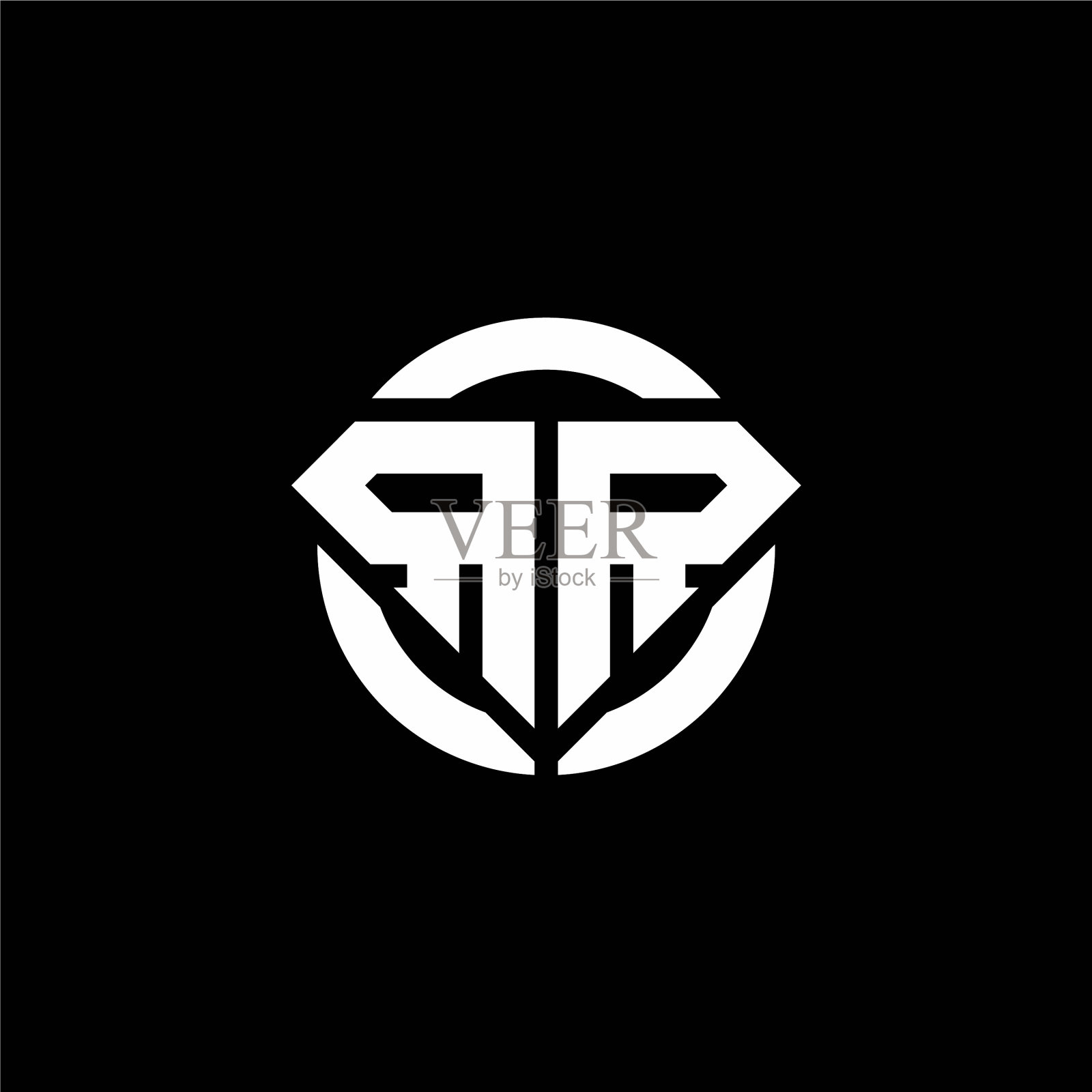 带有钻石形状和戒指的Rr字母标志插画图片素材