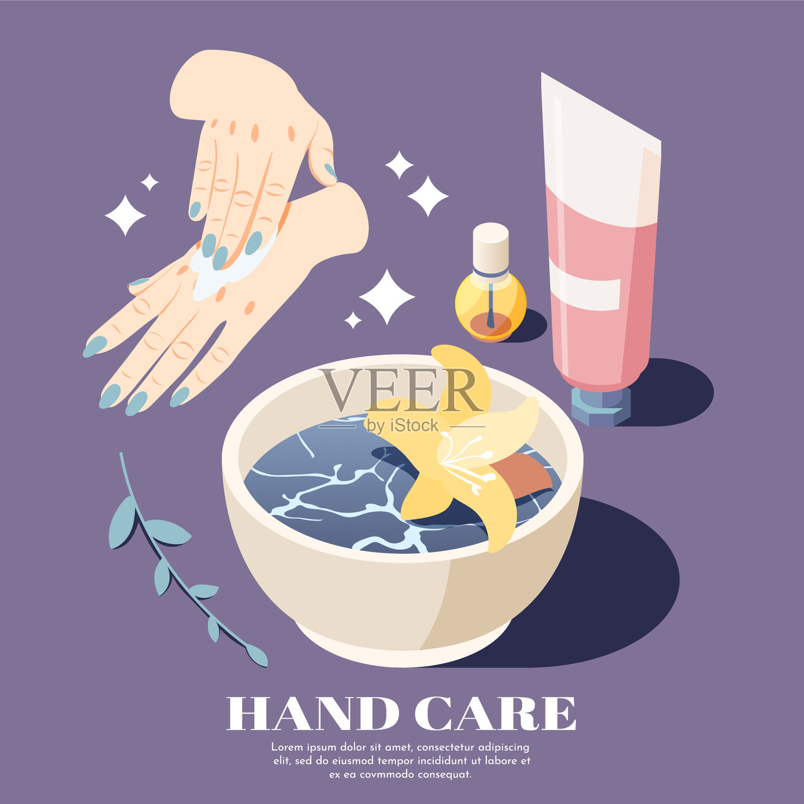 手部皮肤护理等距背景插画图片素材