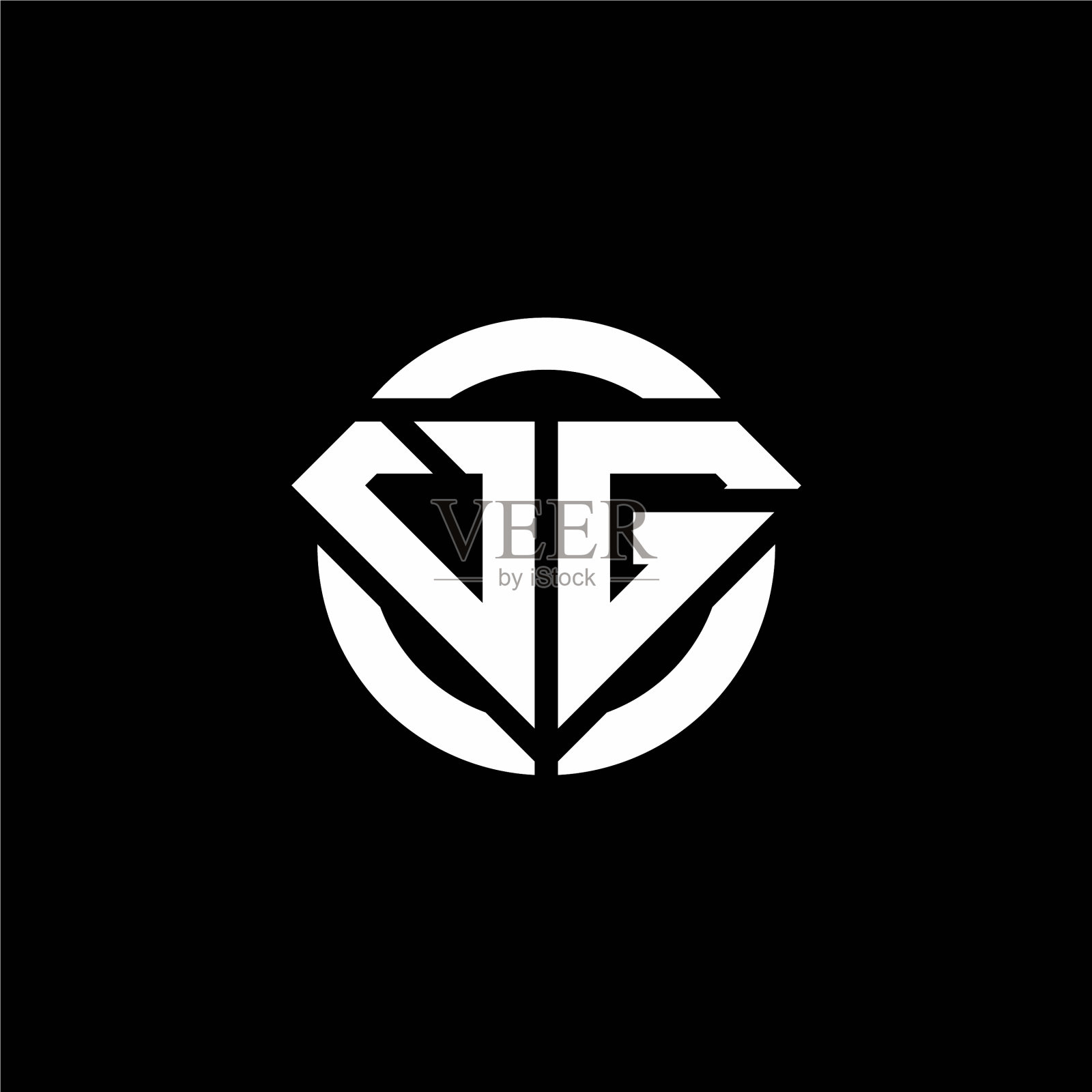 Vg的标志与钻石形状和戒指插画图片素材