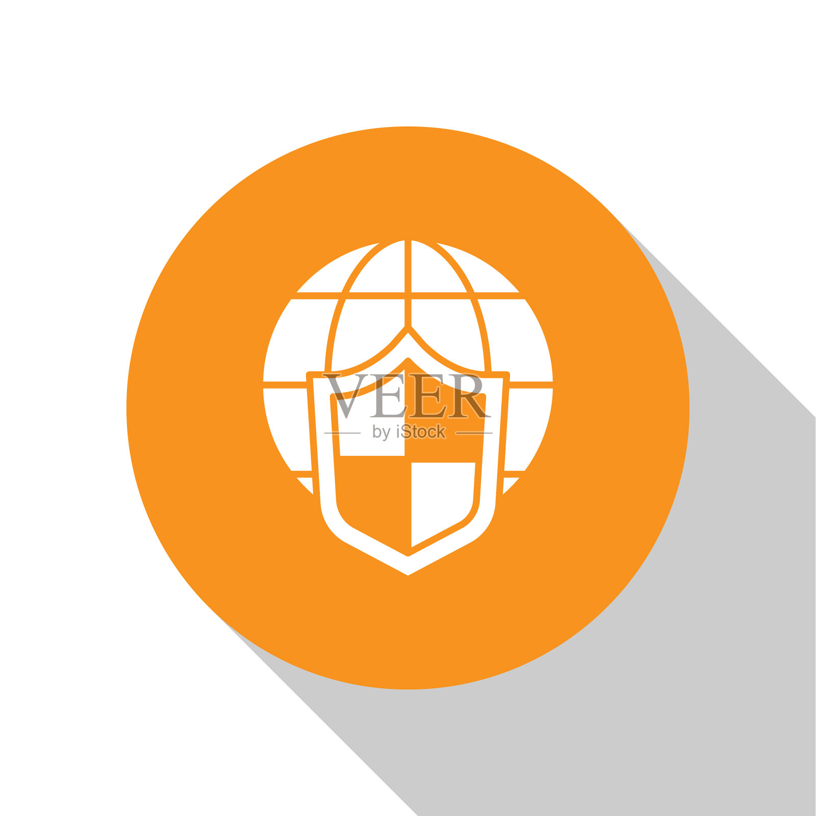 世界地球仪图标隔离的白色盾牌插画图片素材