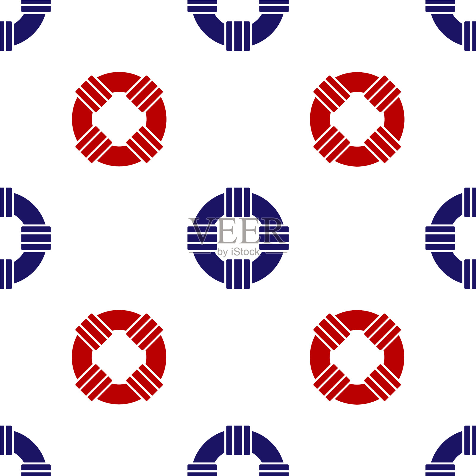 蓝色和红色救生圈图标隔离无缝插画图片素材