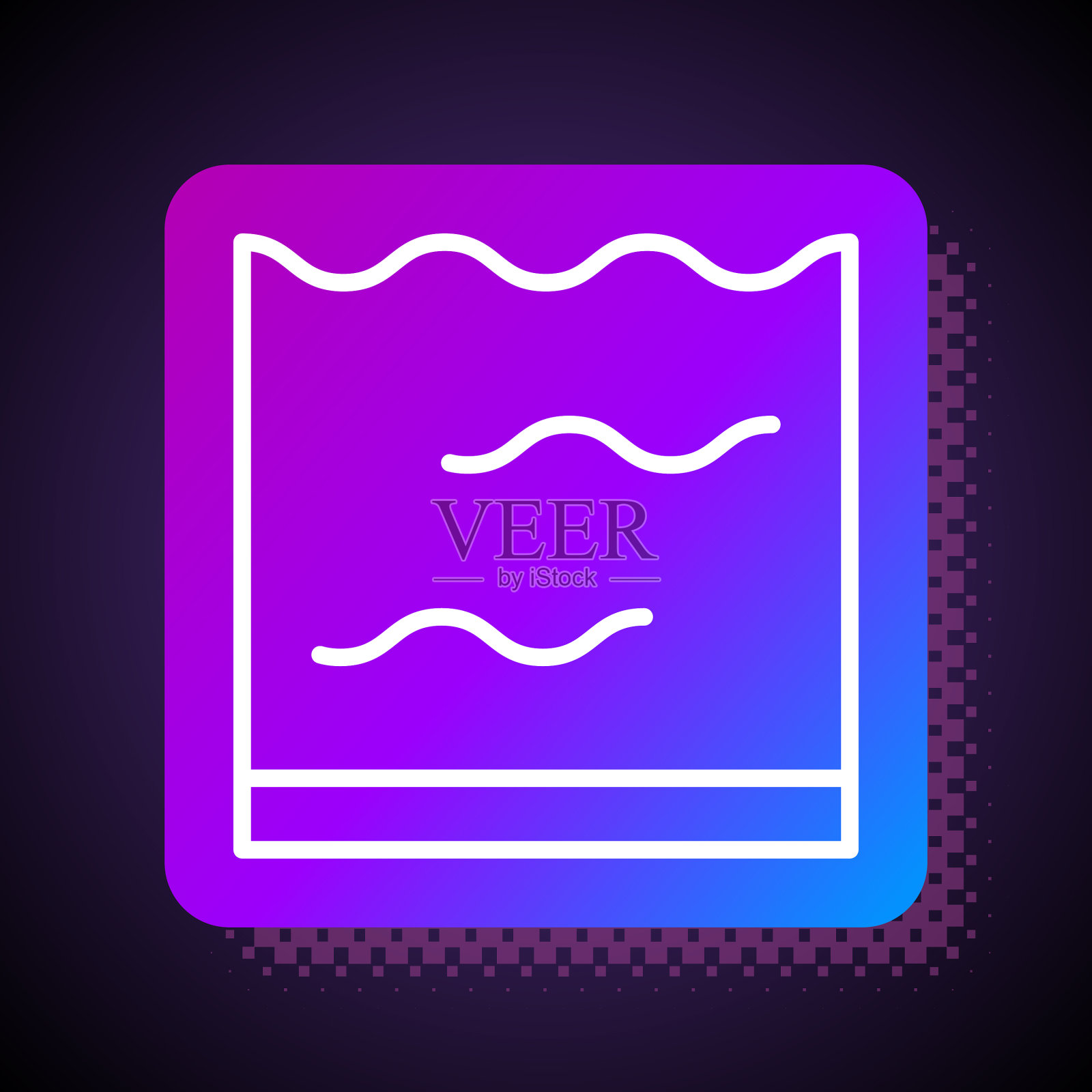 白色线水族馆图标孤立在黑色插画图片素材