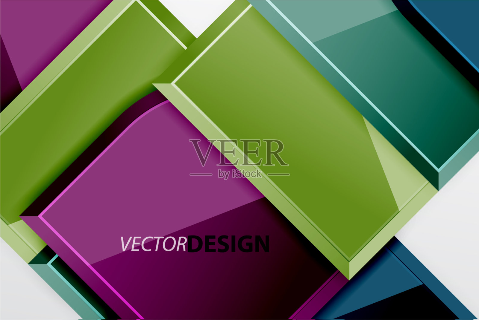 光滑的玻璃方块与圆形元素几何插画图片素材