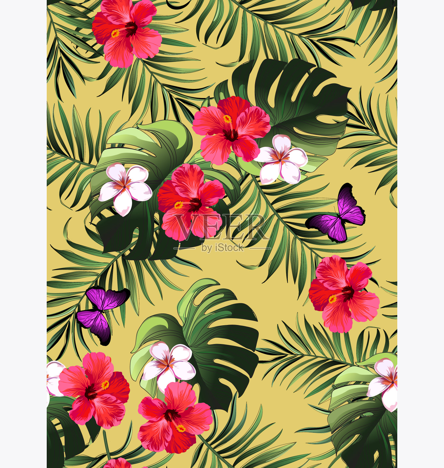 热带无缝背景图案插画图片素材