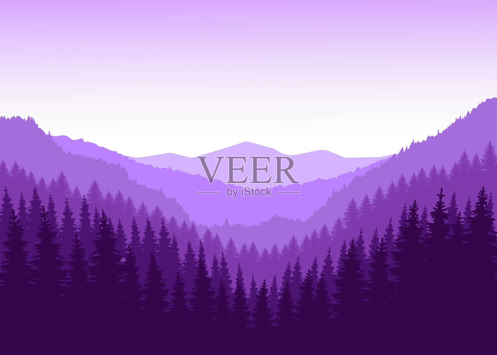 山的全景。插画图片素材