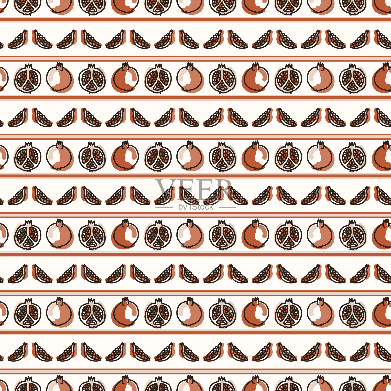 背景无缝隙的石榴果条纹插画图片素材