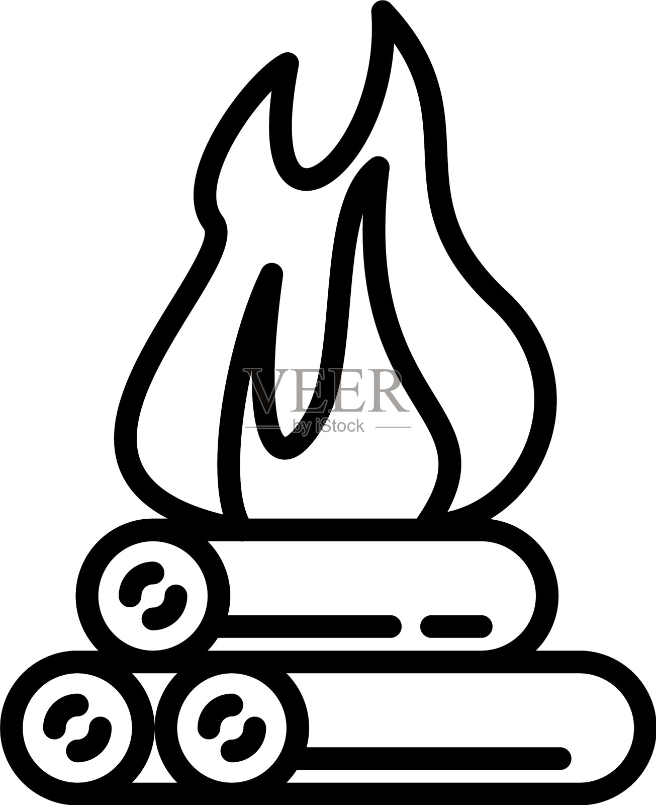 燃烧的篝火图标轮廓风格图标素材