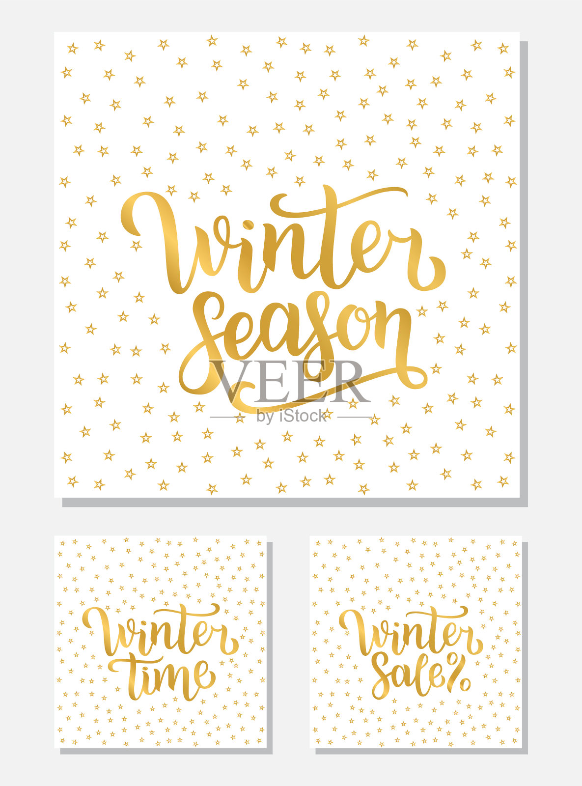 设置冬季销售季节和时间刻字设计插画图片素材