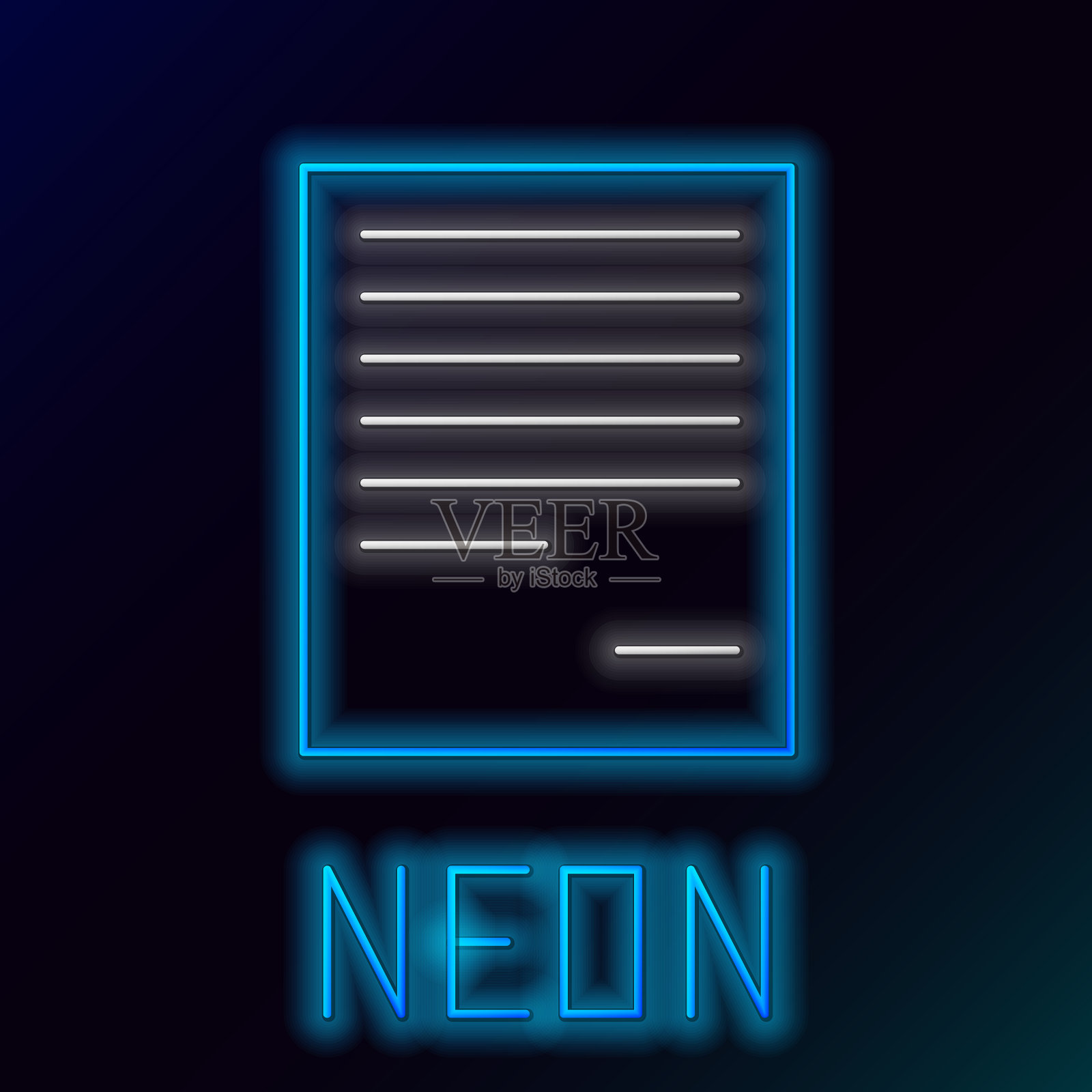 发光的霓虹灯行文件图标孤立在黑色插画图片素材