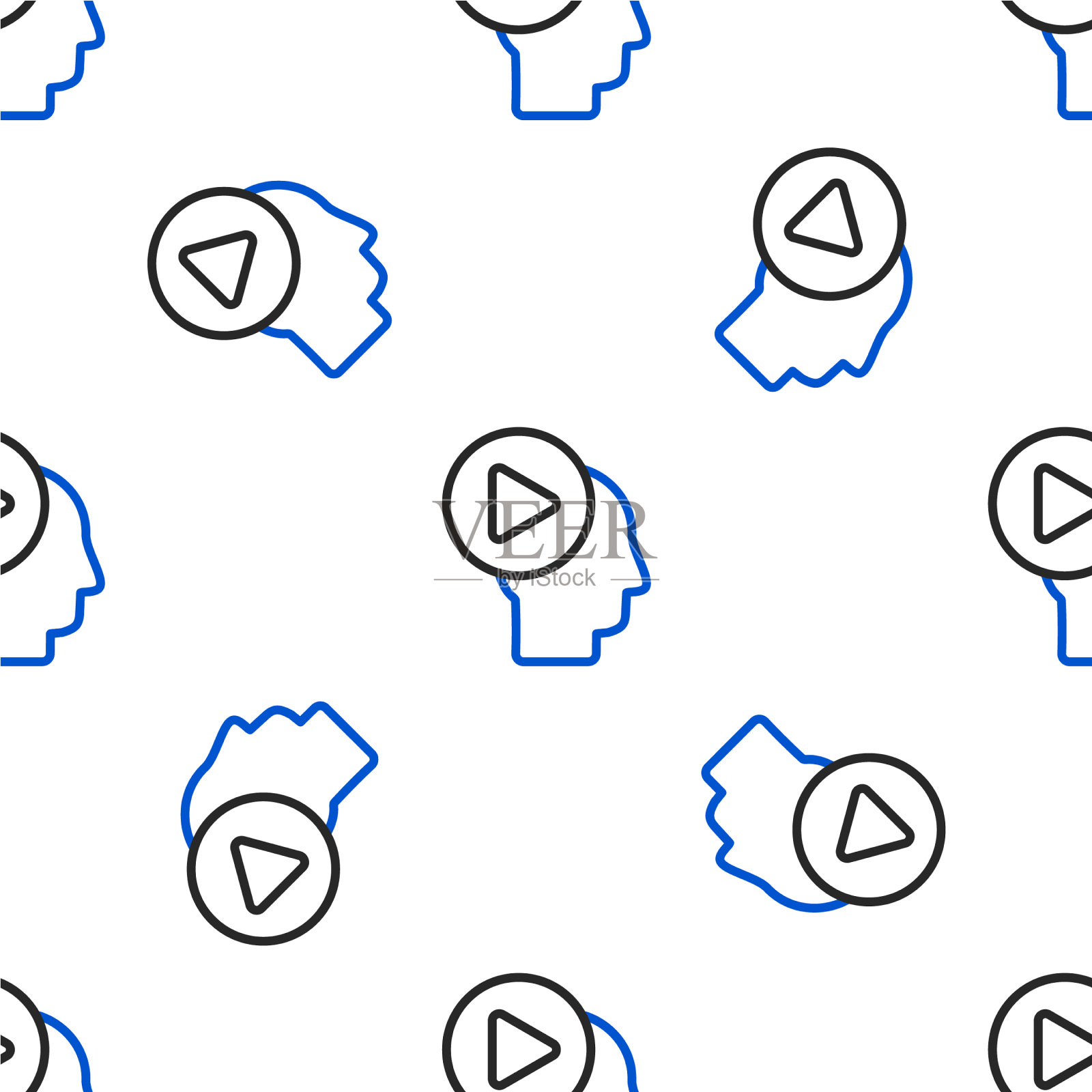 线头的人与播放按钮图标隔离插画图片素材