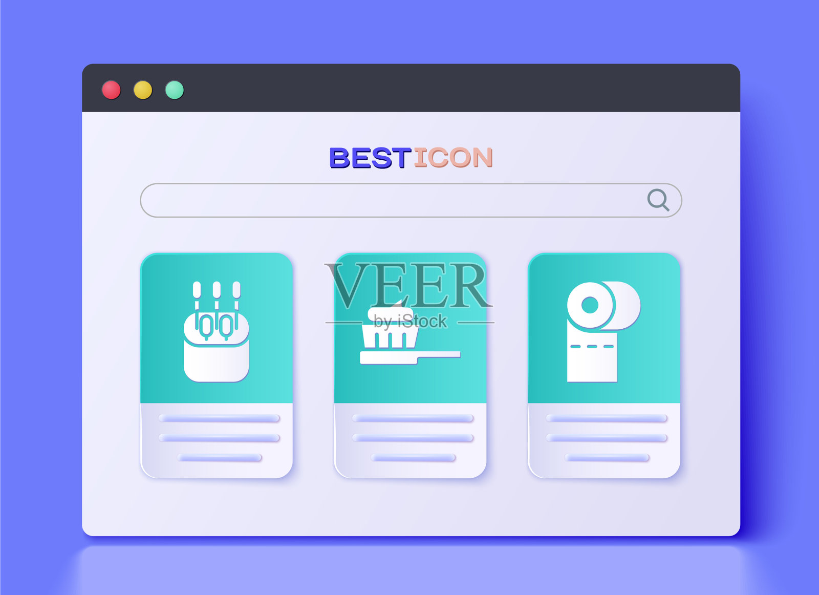 用牙膏棉签固定牙刷图标素材