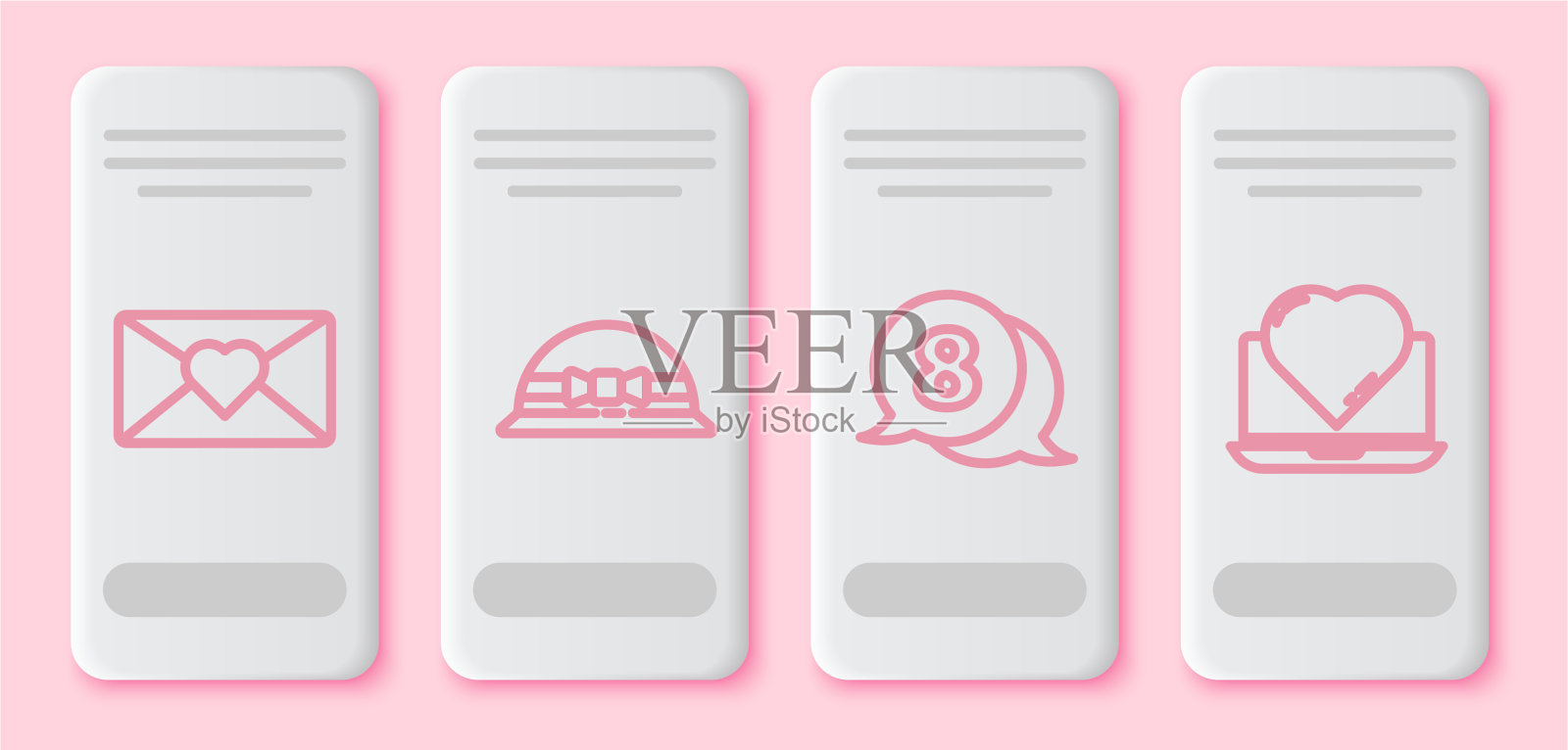 套线信封与3月8日优雅的妇女帽插画图片素材