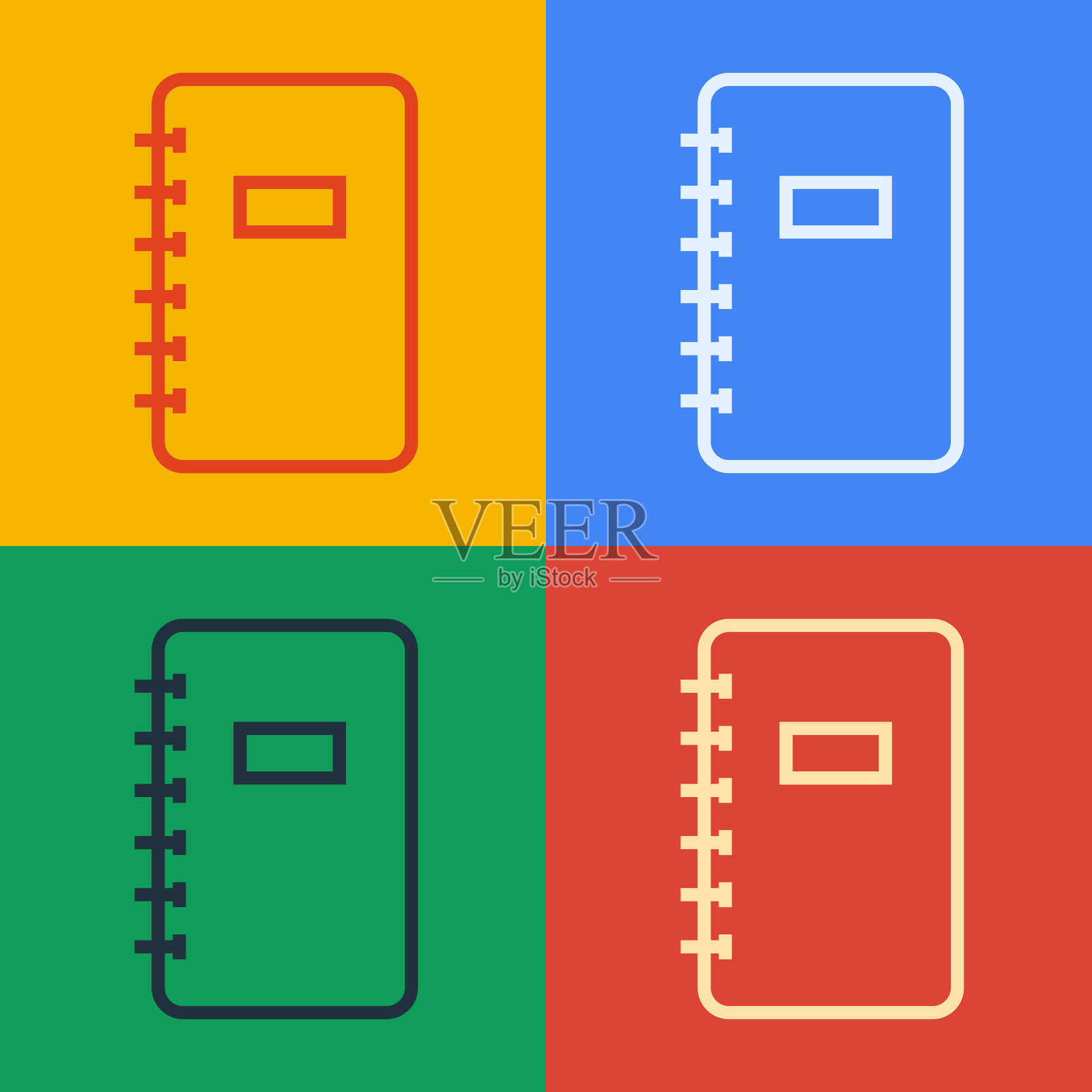 波普艺术线笔记本图标孤立的颜色图标素材