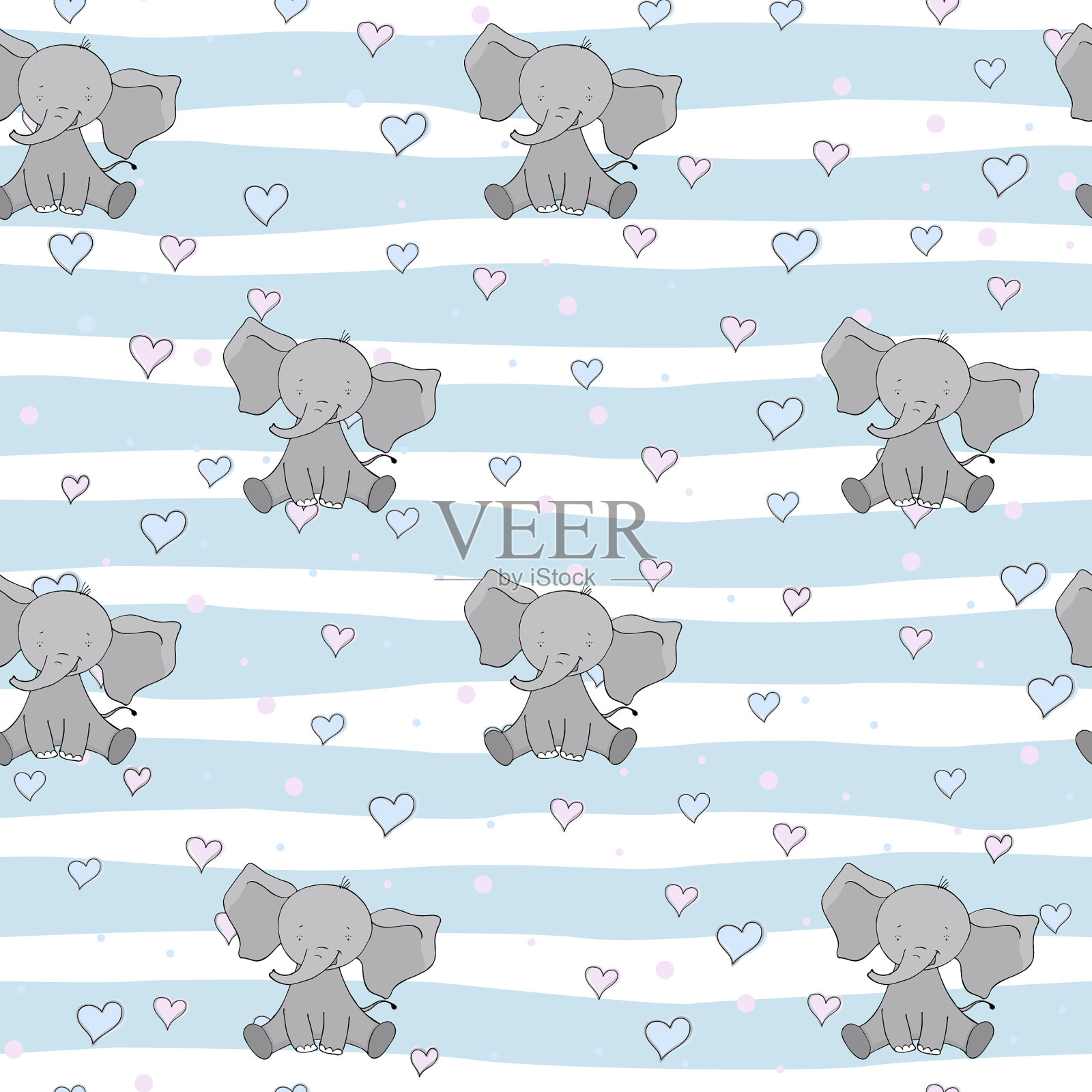 Baelephants无缝图案背景插画图片素材