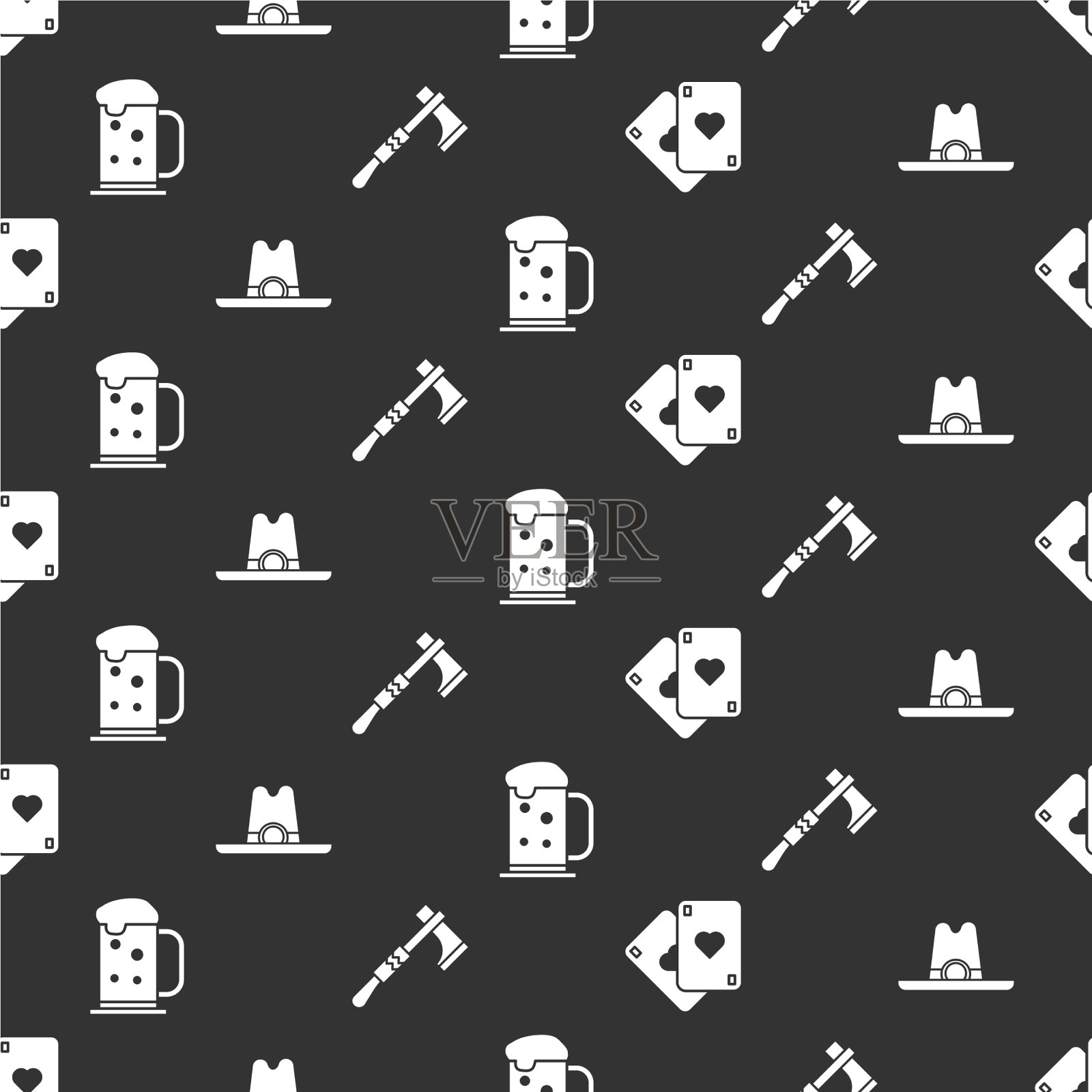 套打牌西部牛仔帽木制啤酒图标素材