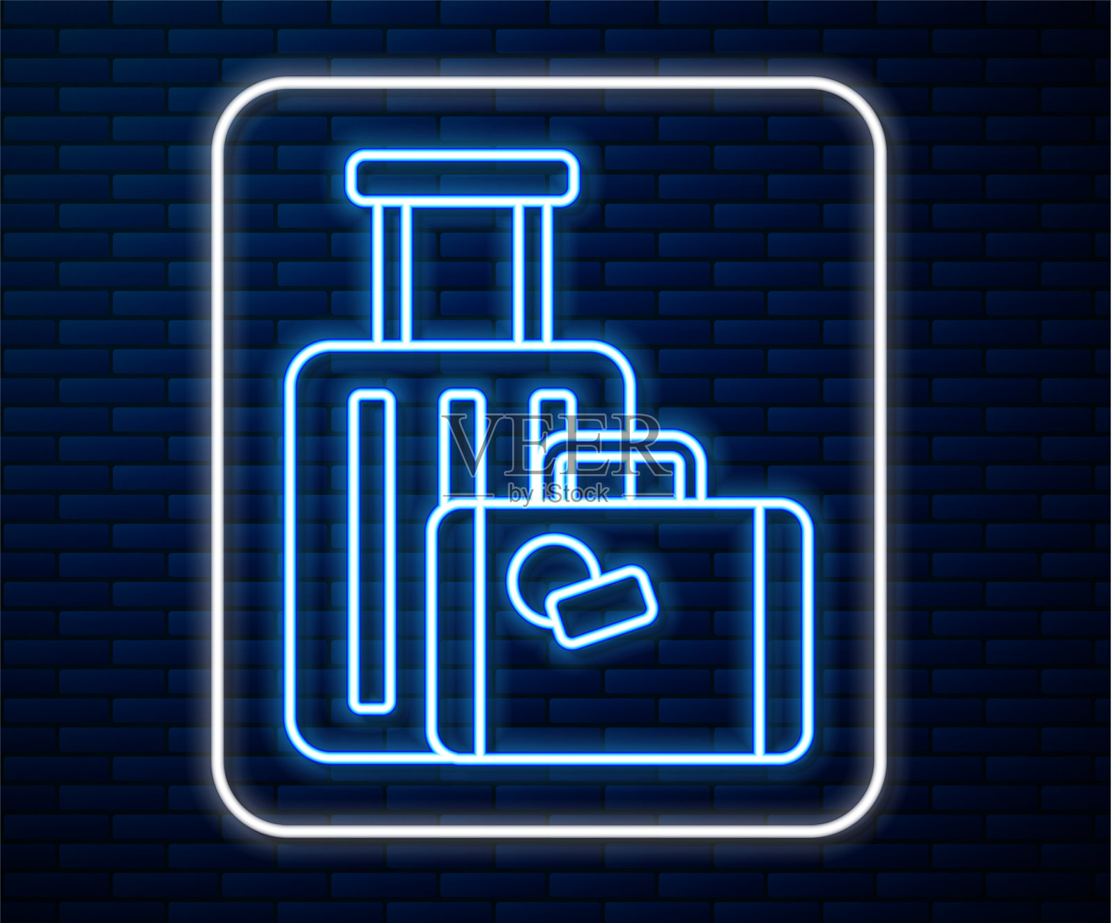 发光的霓虹灯线旅行箱旅行图标图标素材