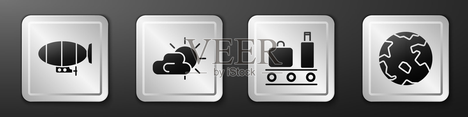 设置飞艇太阳和云天气机场图标素材