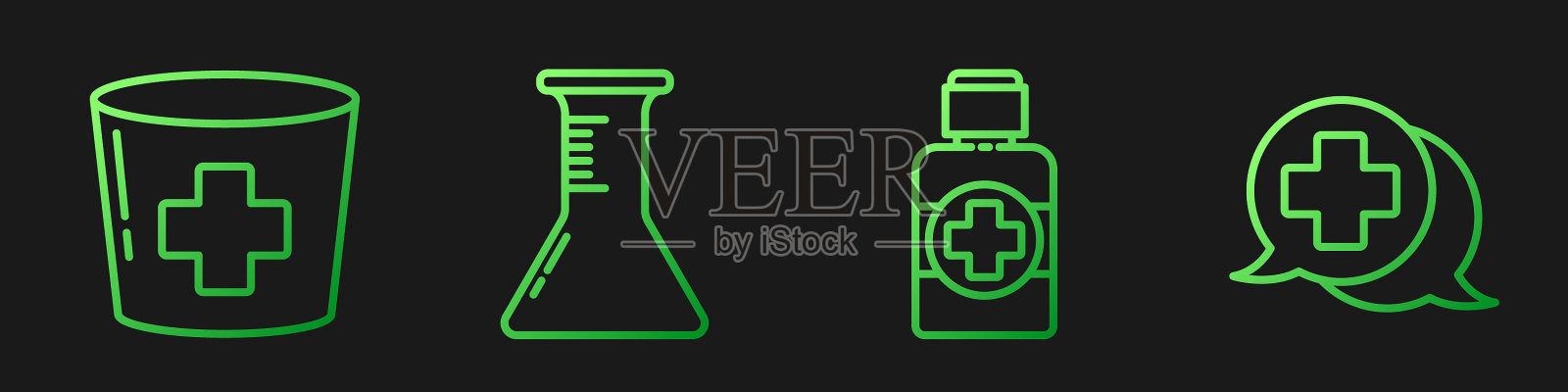 设线瓶药糖浆护士帽插画图片素材