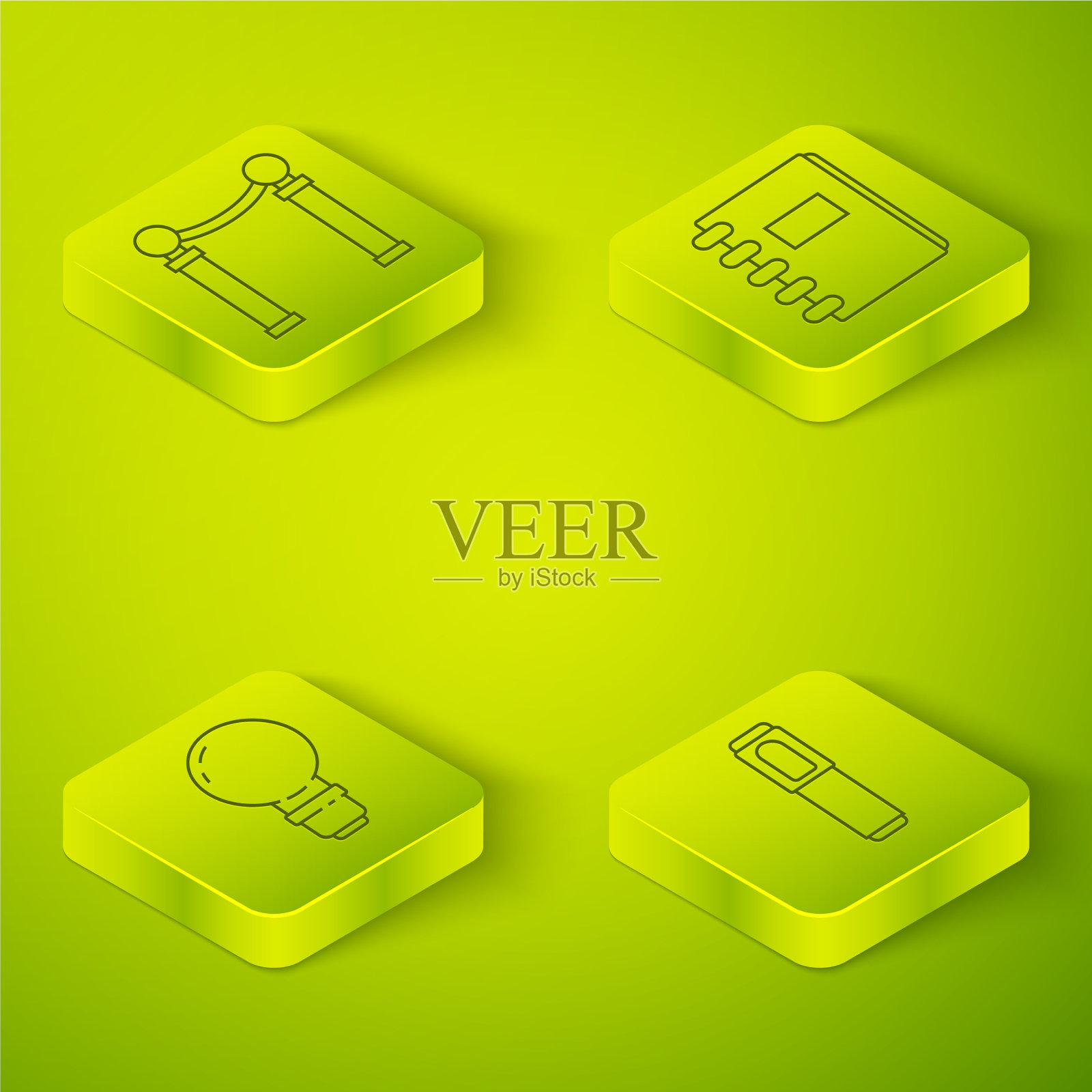 设置等距螺旋笔记本灯泡记号笔图标素材