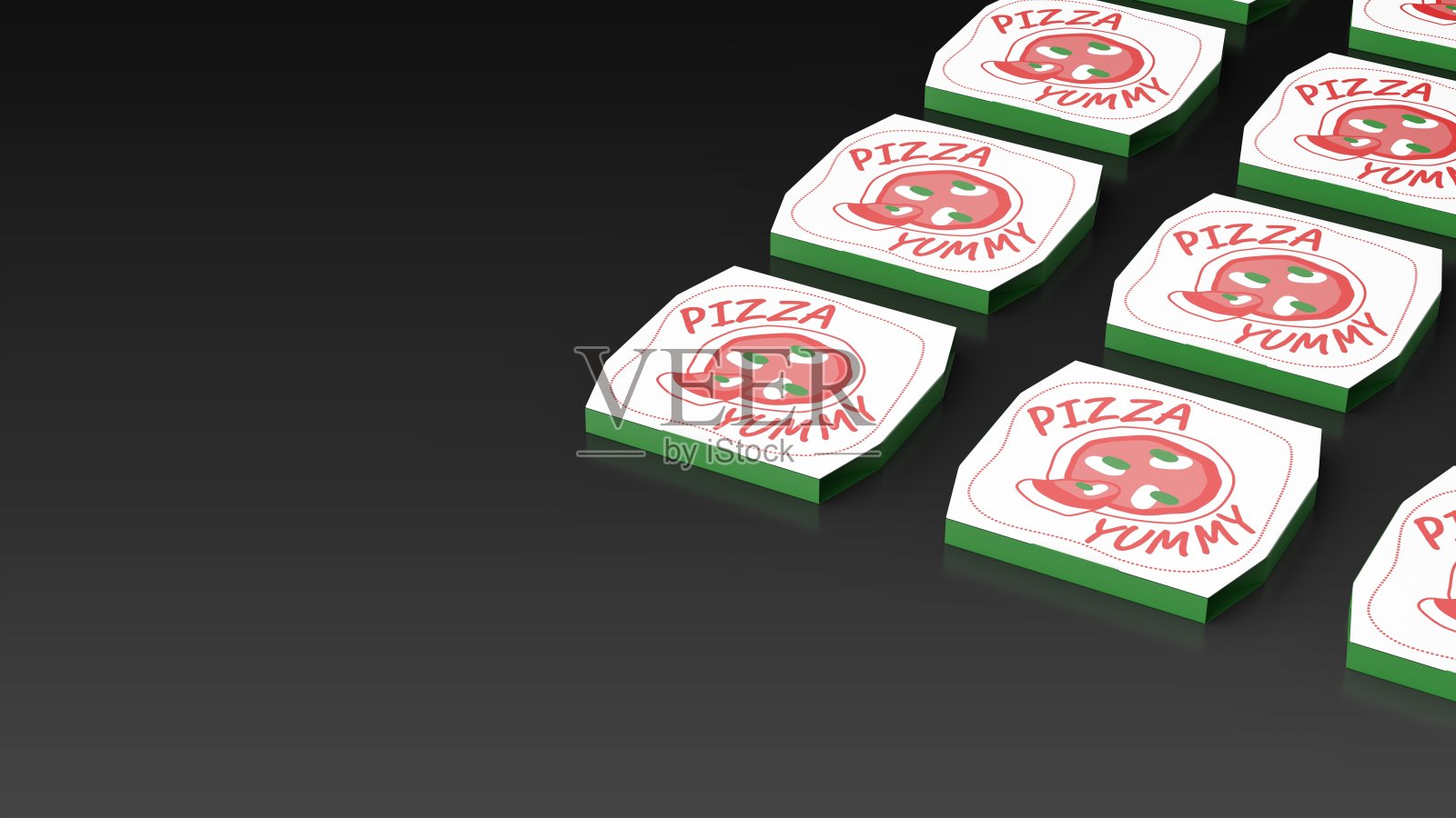 披萨美味的黑色背景多重右3D渲染照片摄影图片